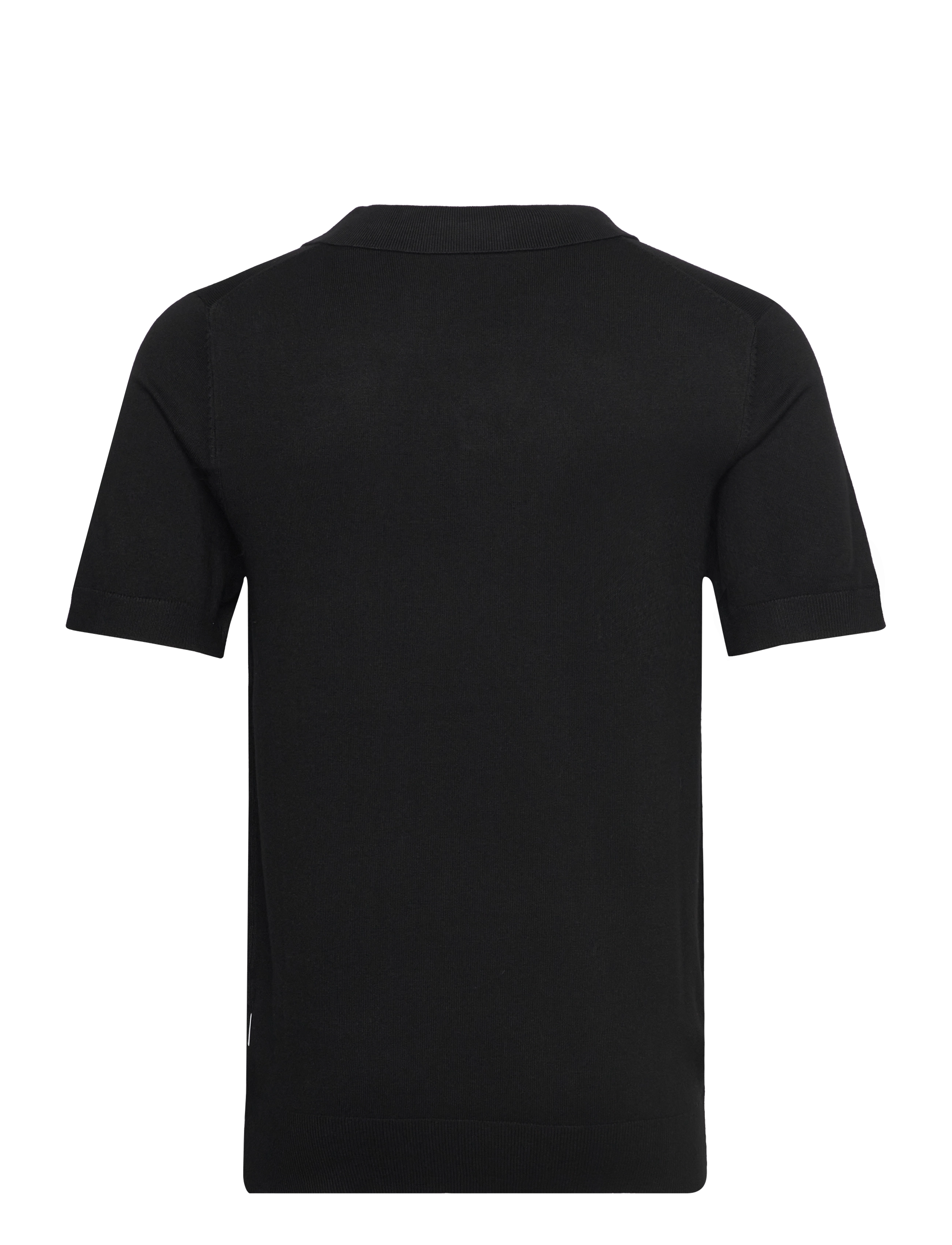 Lindbergh - Ecovero S/S v-neck polo - gestrickte polohemden - black - 2