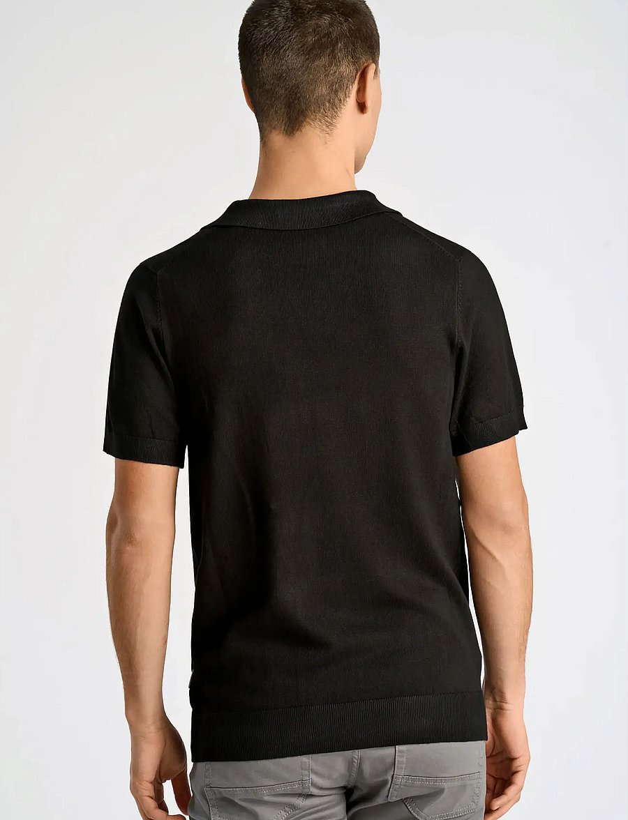 Lindbergh - Ecovero S/S v-neck polo - gestrickte polohemden - black - 4