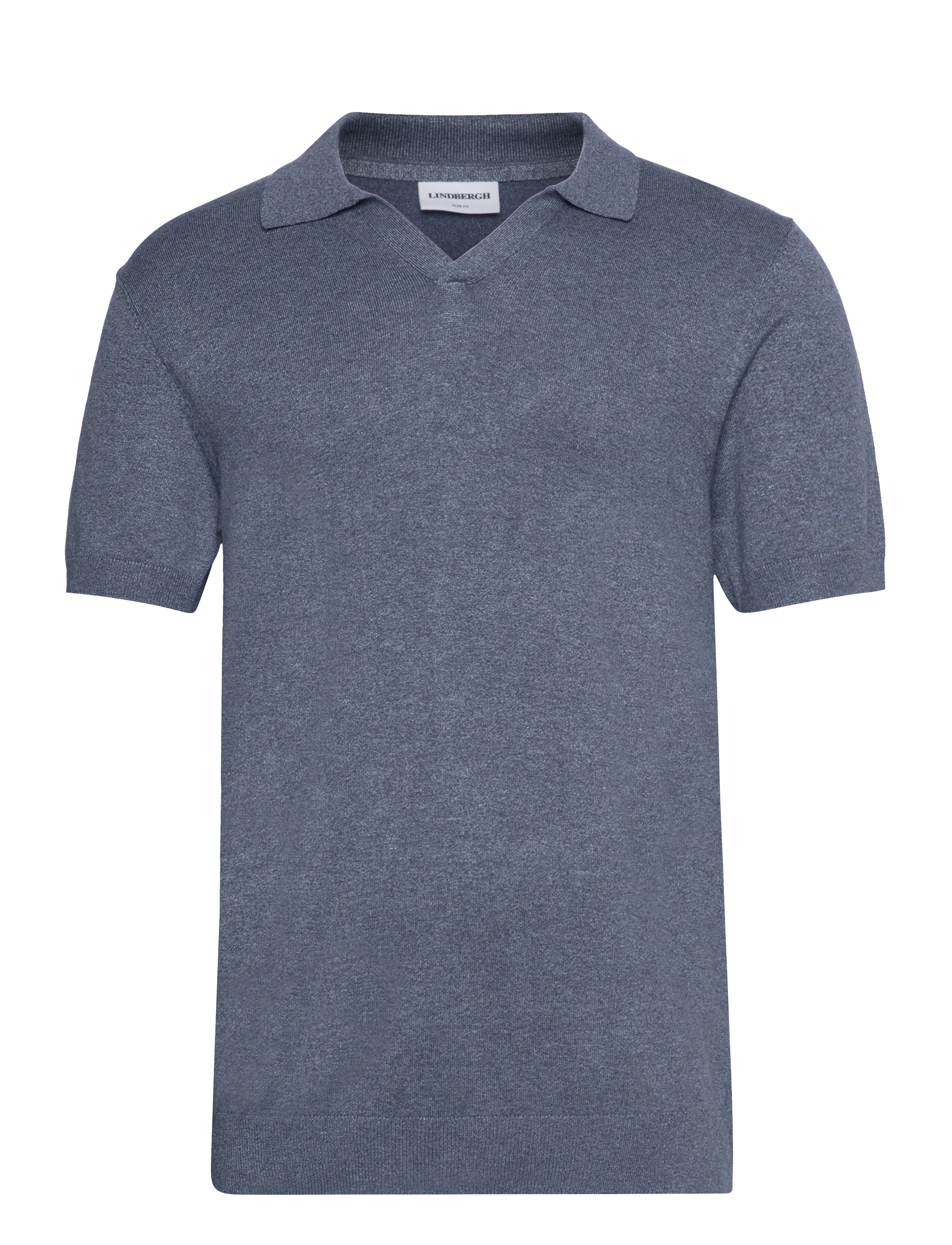 Lindbergh Ecovero S/S v-neck polo - Neuleet - BLUE BLEND / blue