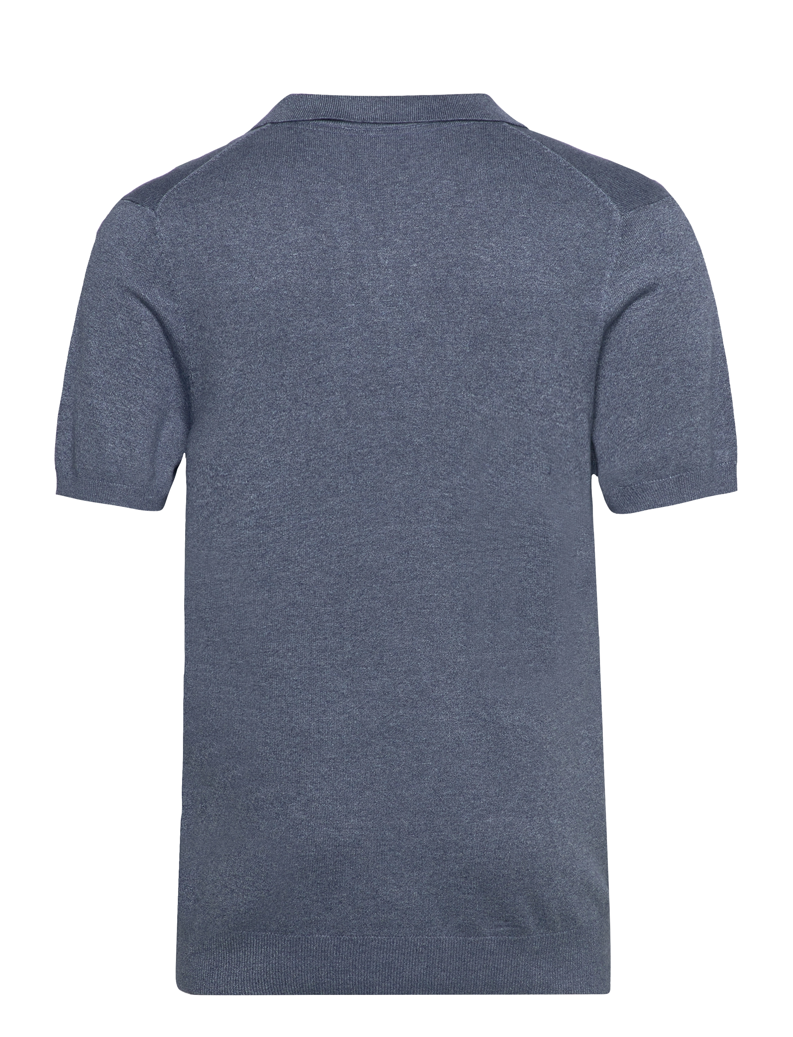 Lindbergh - Ecovero S/S v-neck polo - knitted polos - blue blend - 1