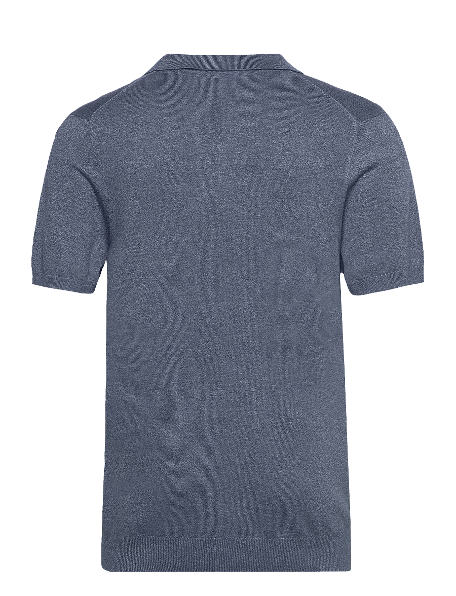 Lindbergh - Ecovero S/S v-neck polo - gestrickte polohemden - blue blend - 1