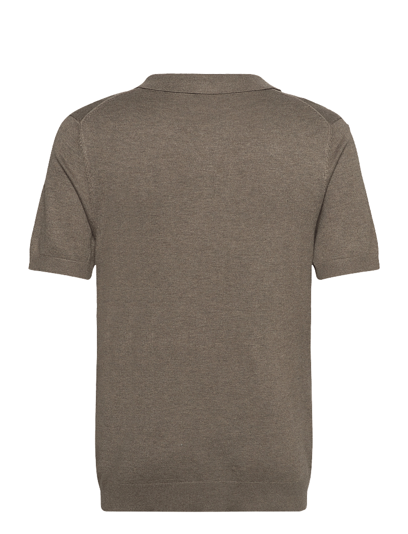 Lindbergh - Ecovero S/S v-neck polo - kootud polosärgid - dk sand mel - 1