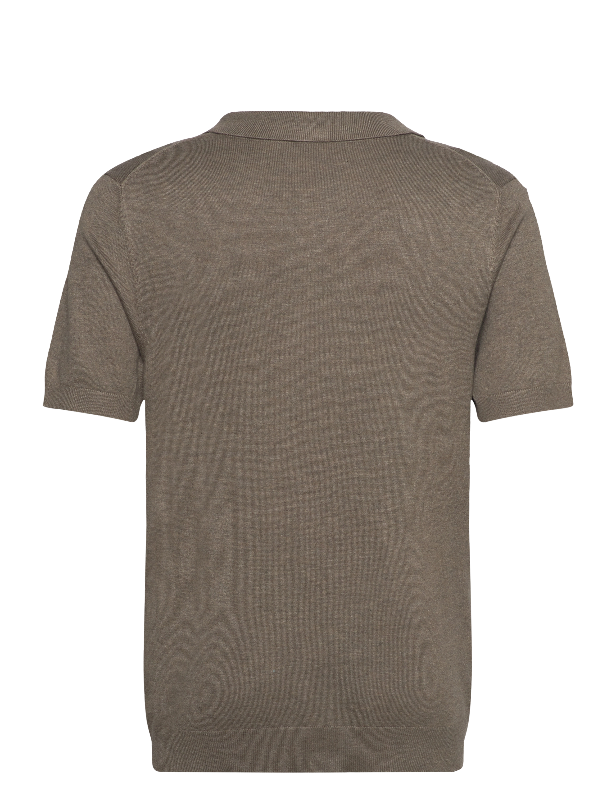 Lindbergh - Ecovero S/S v-neck polo - stickade pikéer - dk sand mel - 2