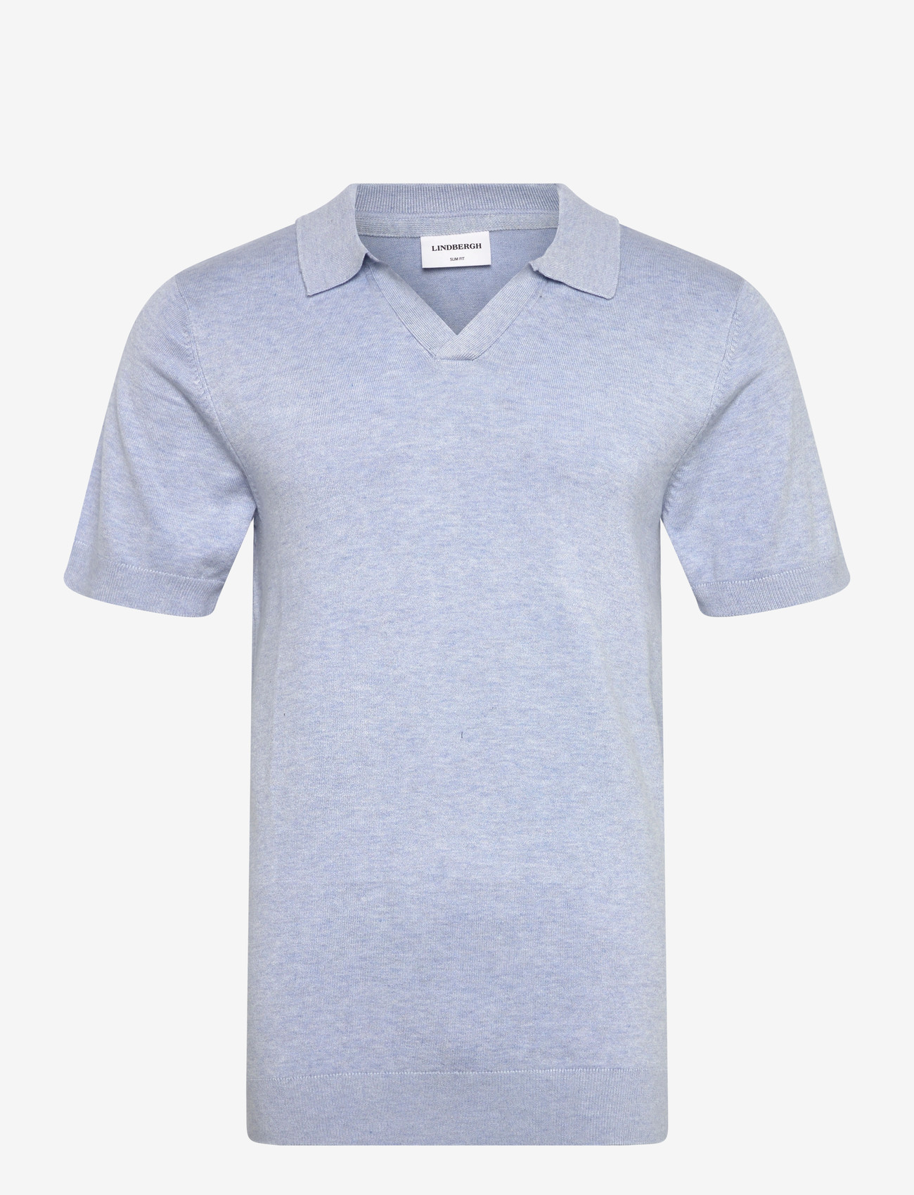Lindbergh - Ecovero S/S v-neck polo - polostrik - fair blue mel - 0