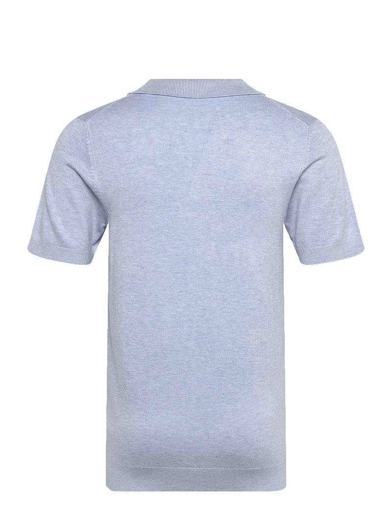 Lindbergh - Ecovero S/S v-neck polo - polostrik - fair blue mel - 1