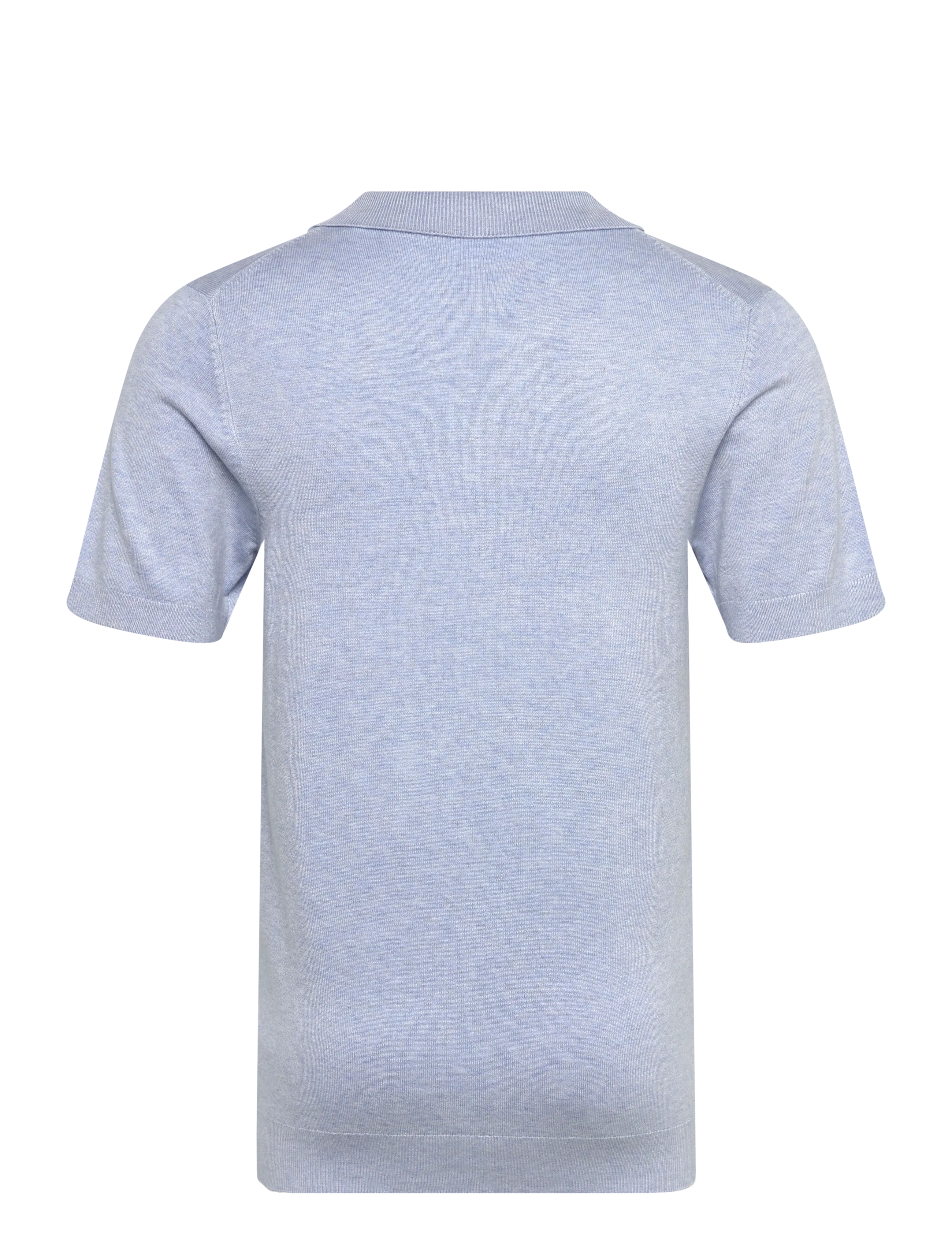 Lindbergh - Ecovero S/S v-neck polo - knitted polos - fair blue mel - 1