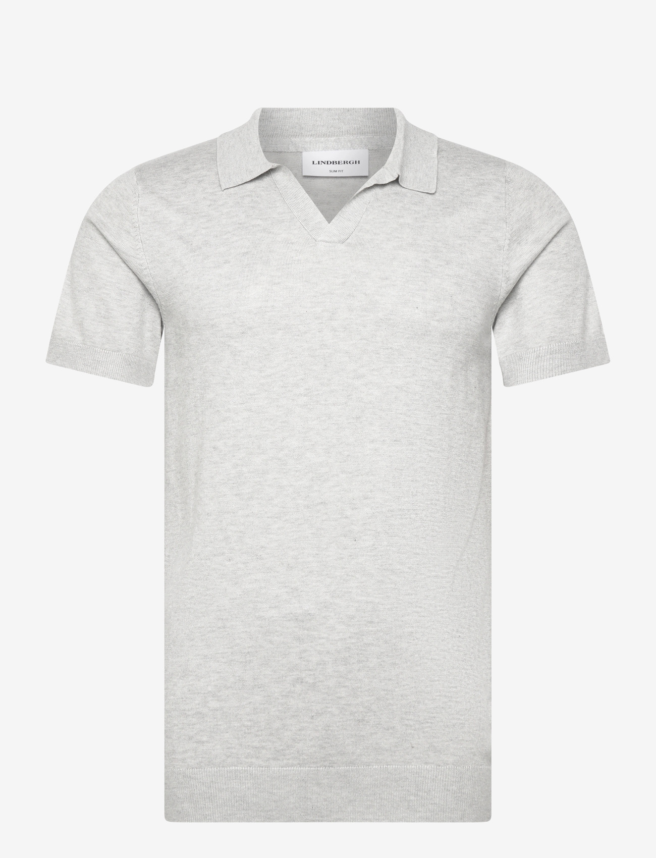 Lindbergh - Ecovero S/S v-neck polo - kootud polosärgid - fair grey mel - 0