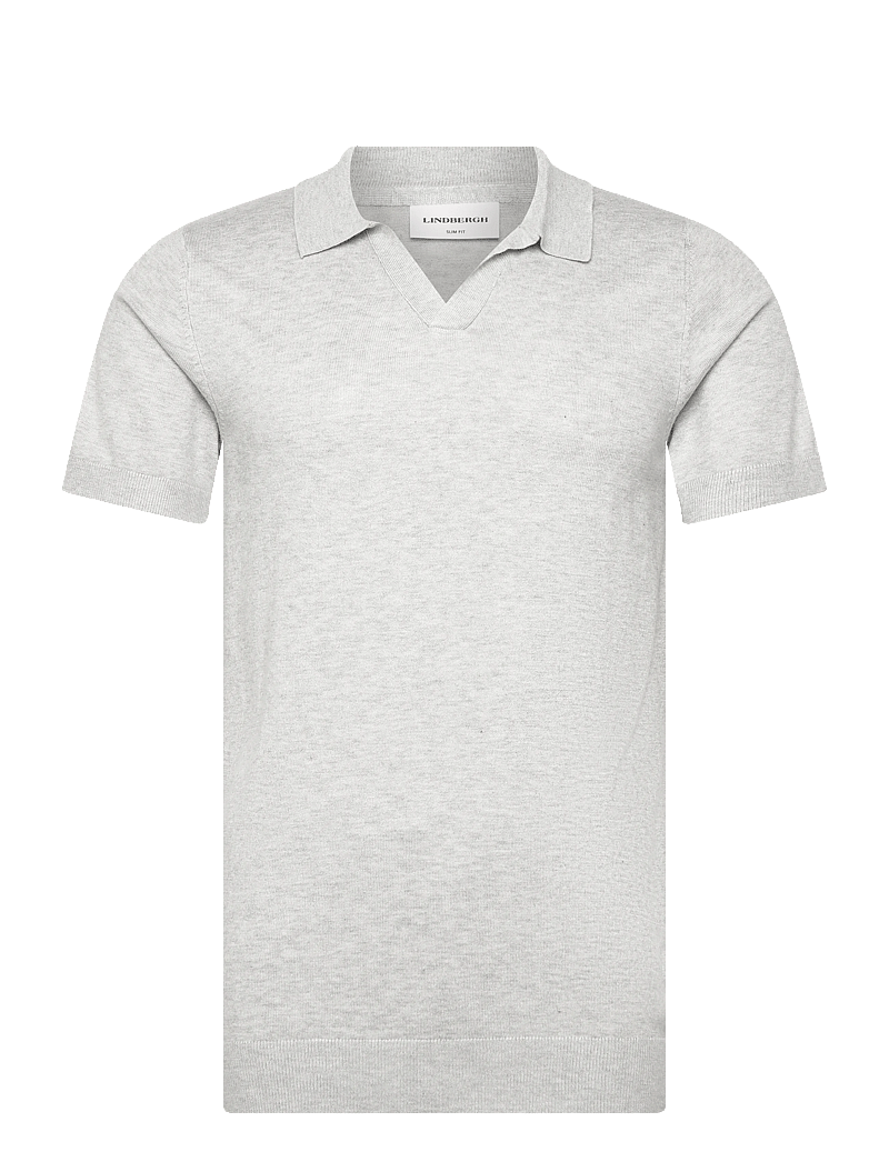 Lindbergh - Ecovero S/S v-neck polo - kootud polosärgid - fair grey mel - 0