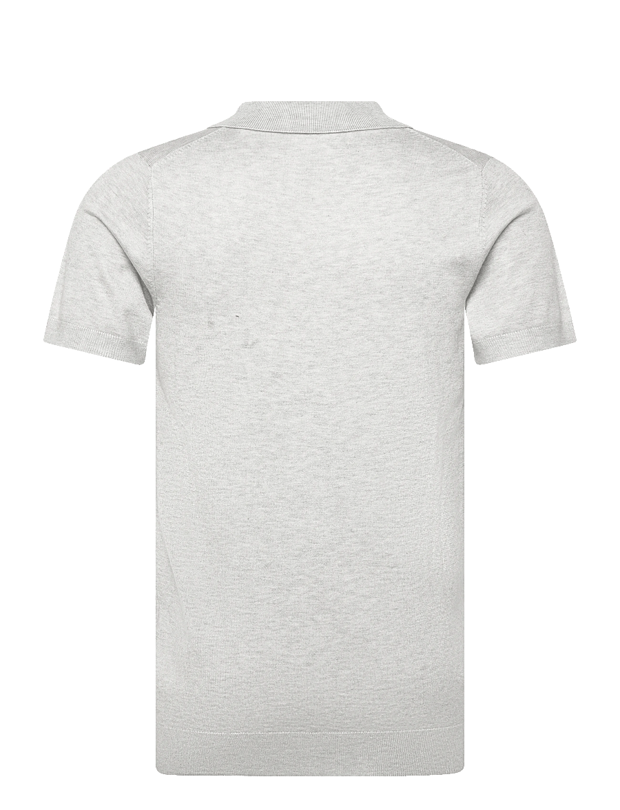 Lindbergh - Ecovero S/S v-neck polo - stickade pikéer - fair grey mel - 1
