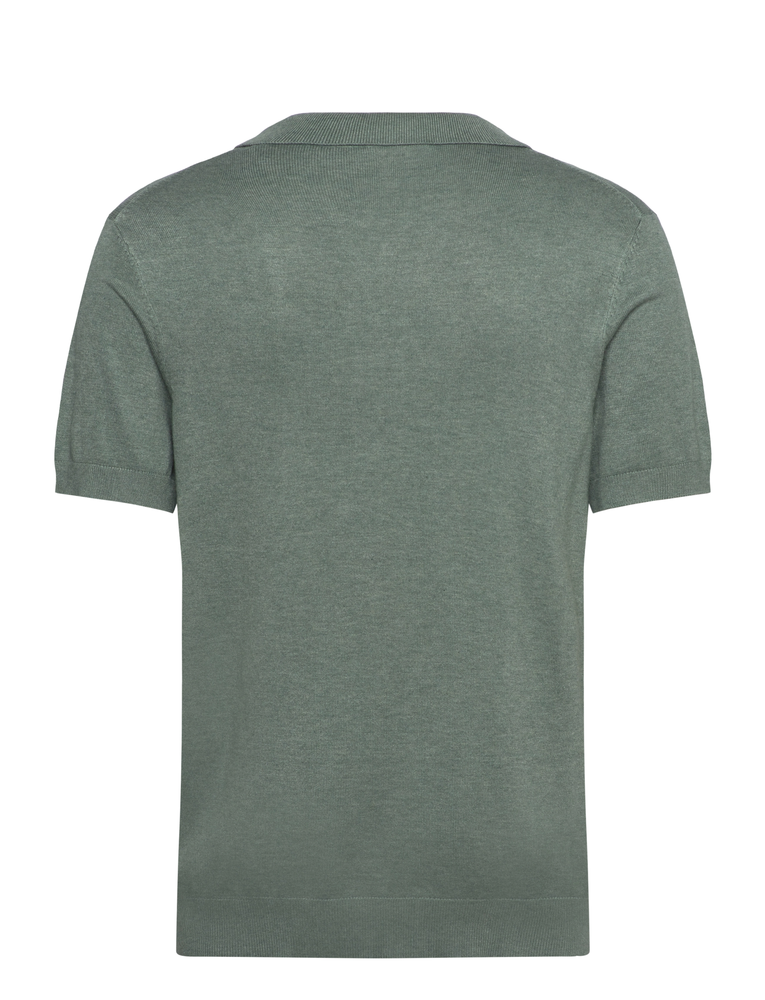 Lindbergh - Ecovero S/S v-neck polo - knitted polos - jade green mel - 2
