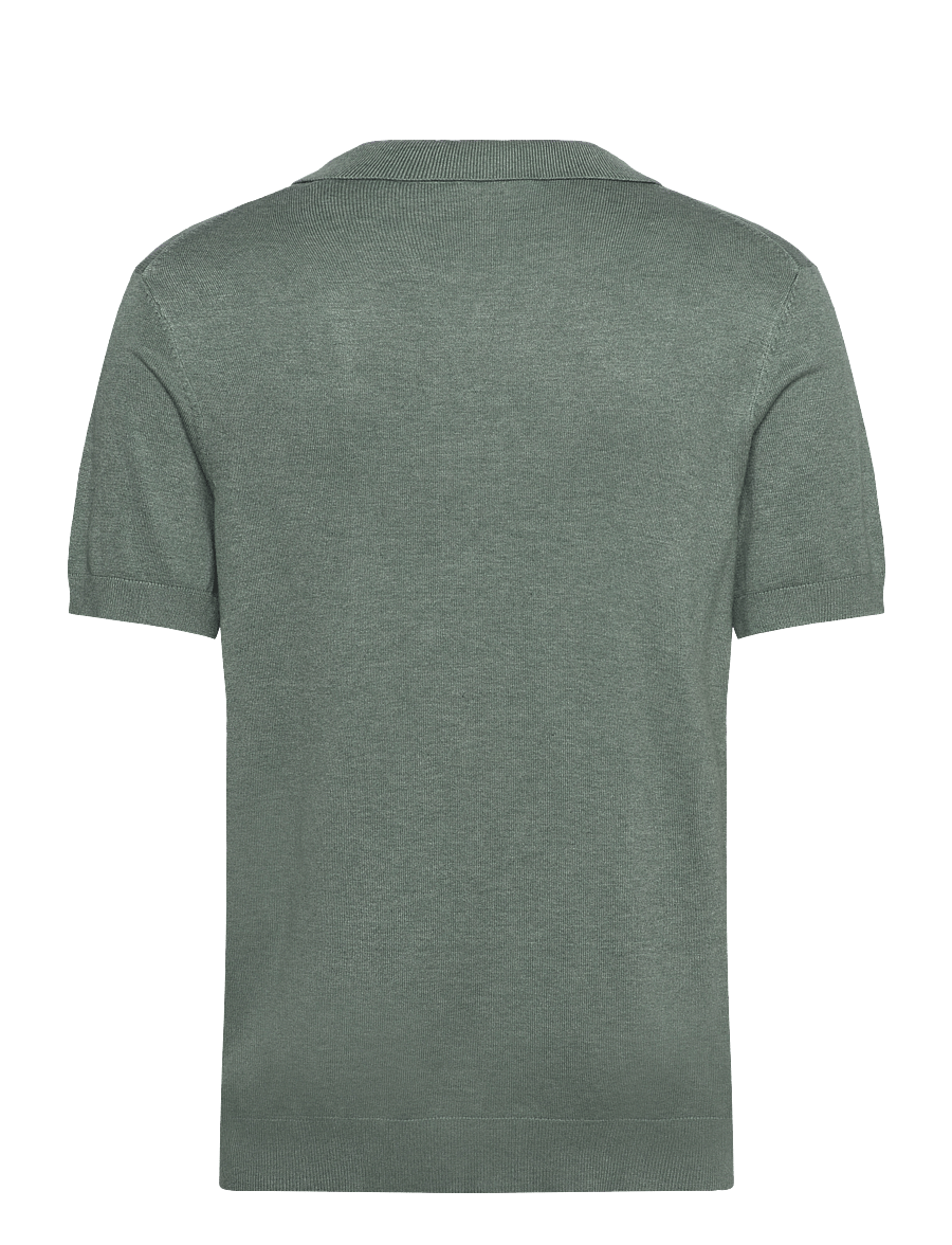 Lindbergh - Ecovero S/S v-neck polo - gestrickte polohemden - jade green mel - 2