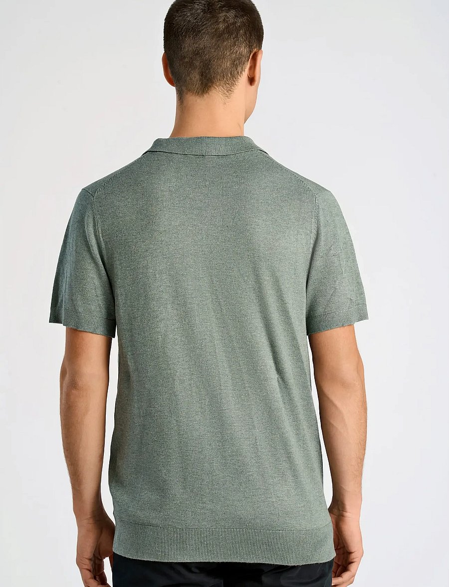 Lindbergh - Ecovero S/S v-neck polo - gestrickte polohemden - jade green mel - 4