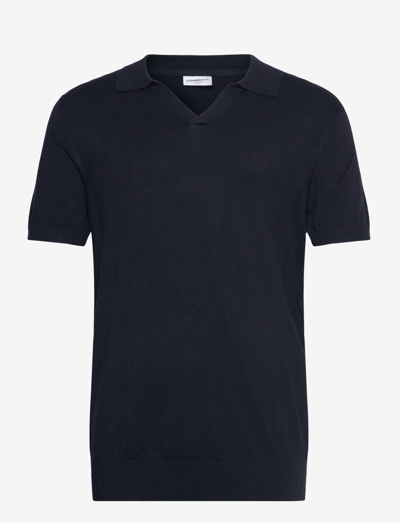 Lindbergh - Ecovero S/S v-neck polo - stickade pikéer - navy - 1