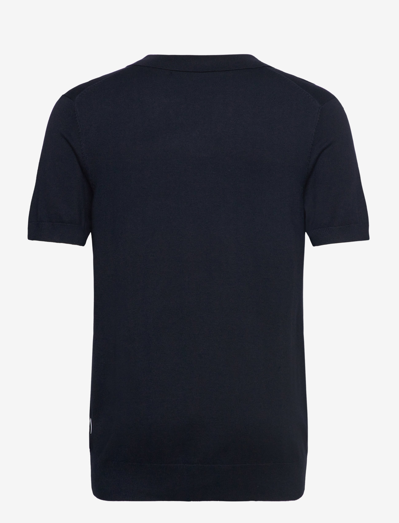 Lindbergh - Ecovero S/S v-neck polo - stickade pikéer - navy - 2