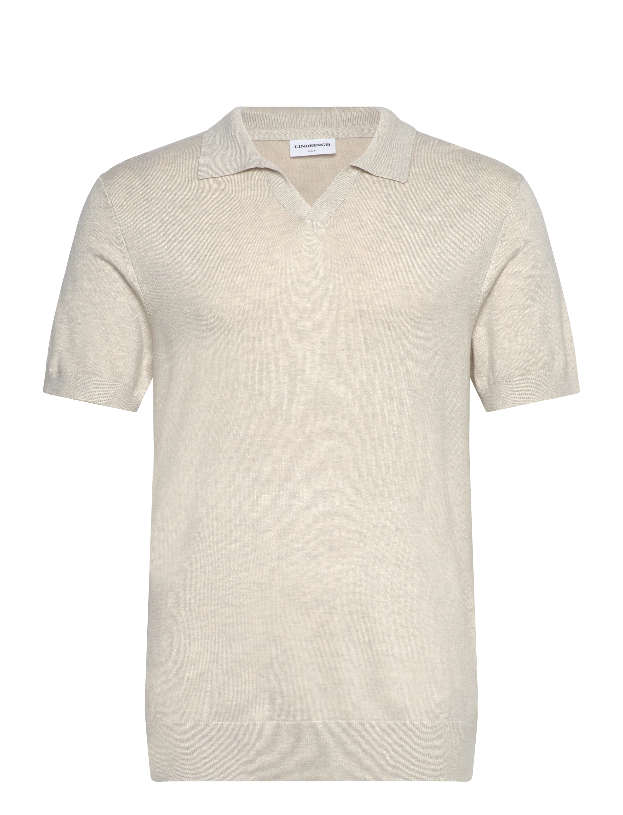 Lindbergh - Ecovero S/S v-neck polo - strikkede poloer - off white mel - 1