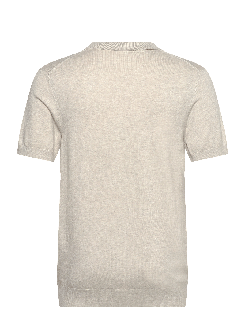 Lindbergh - Ecovero S/S v-neck polo - neulotut poolot - off white mel - 2