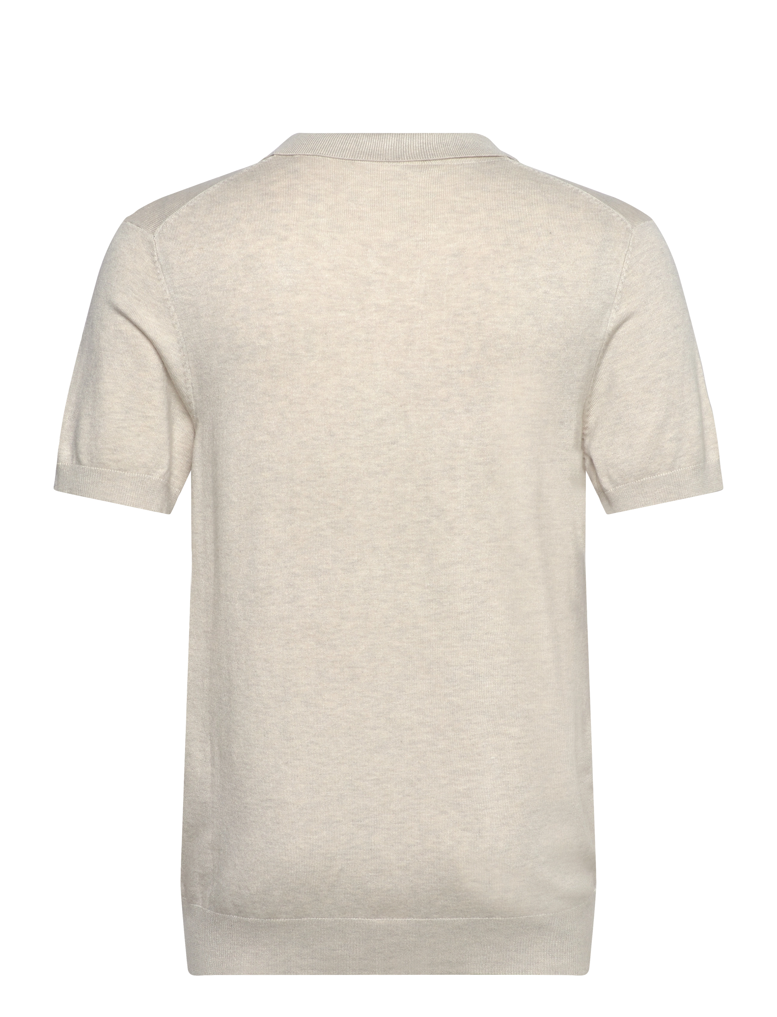 Lindbergh - Ecovero S/S v-neck polo - strik - off white mel - 2