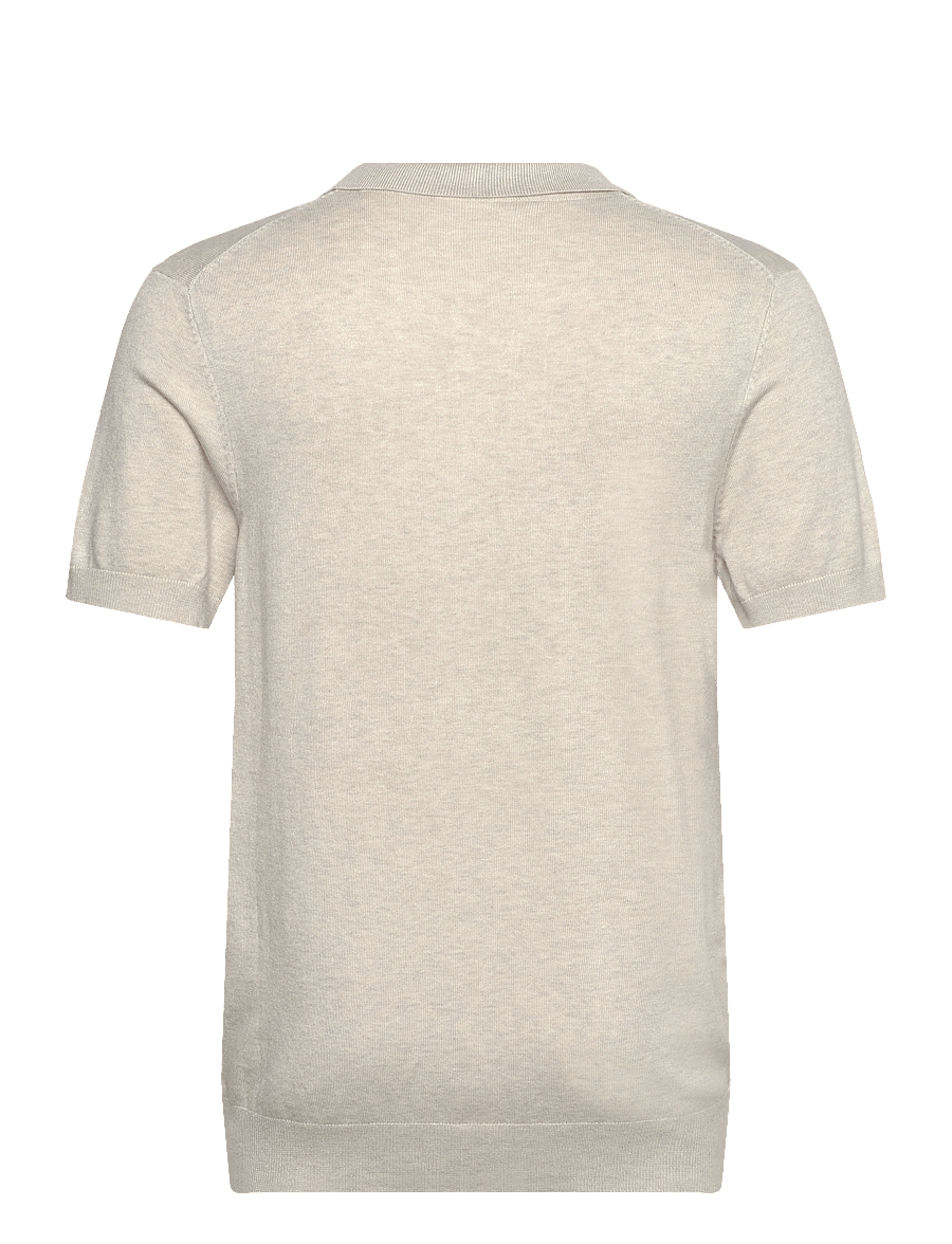 Lindbergh - Ecovero S/S v-neck polo - strikkede poloer - off white mel - 2