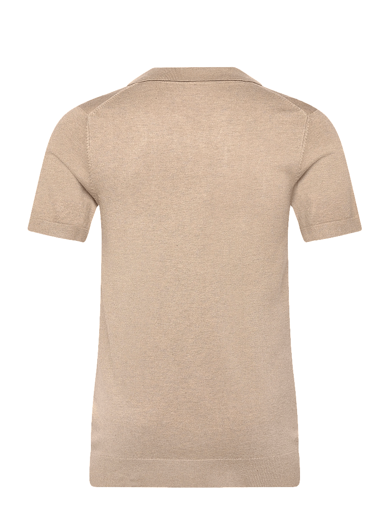 Lindbergh - Ecovero S/S v-neck polo - kootud polosärgid - sand mel - 2