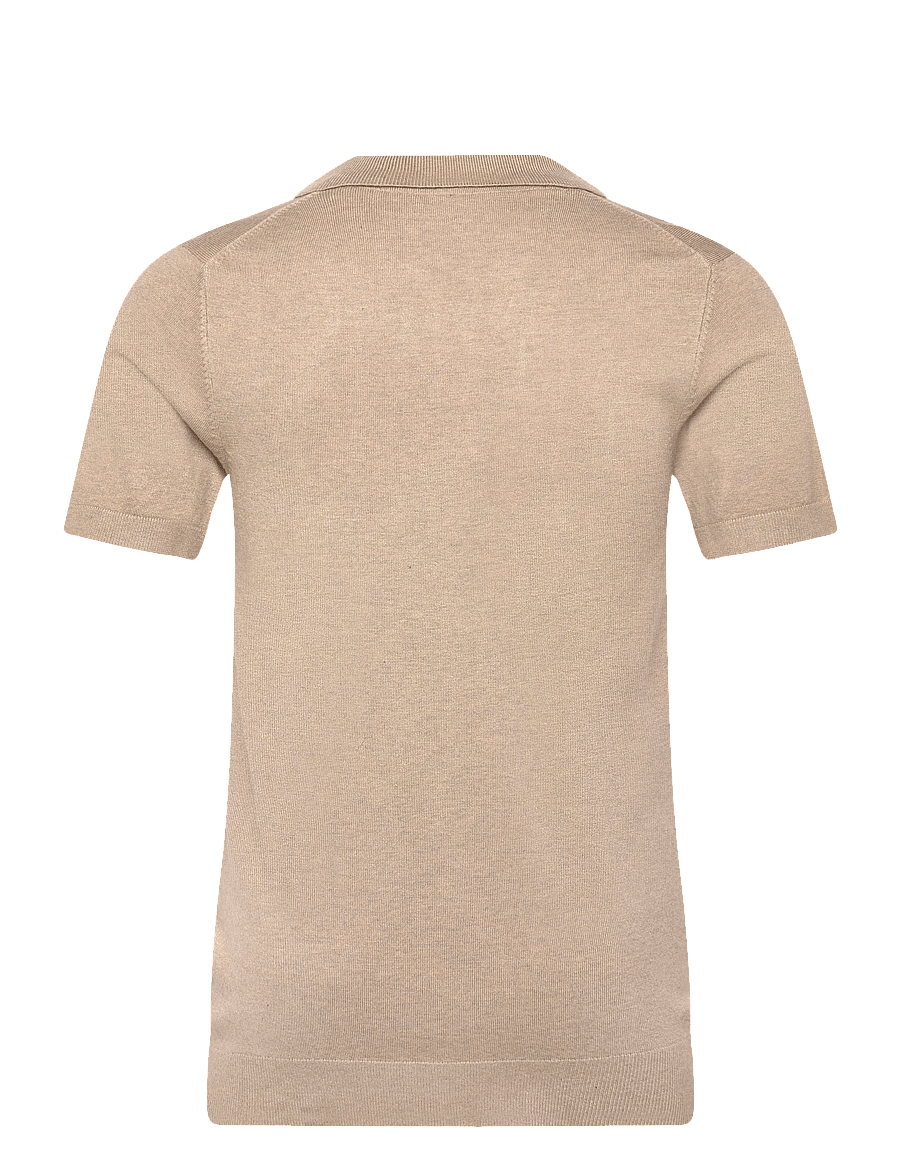 Lindbergh - Ecovero S/S v-neck polo - stickade pikéer - sand mel - 2