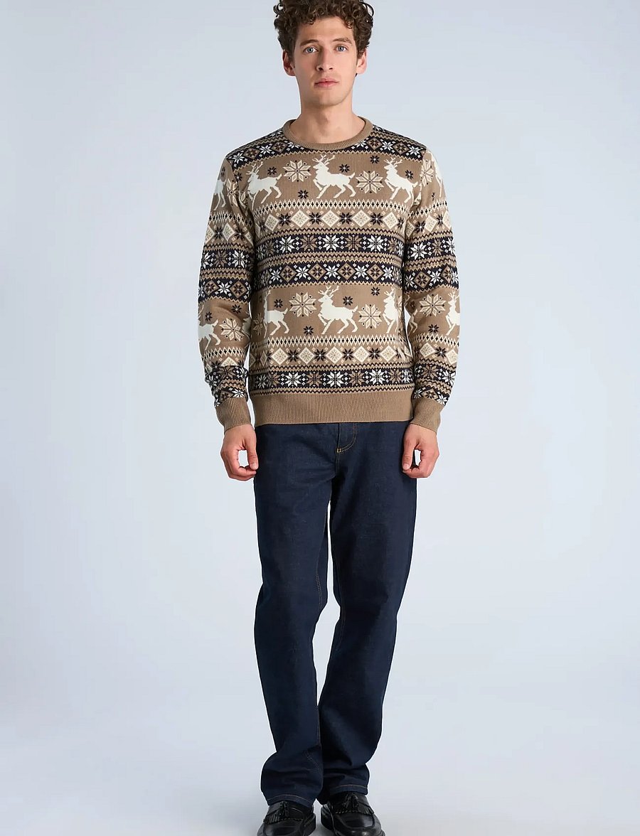 Lindbergh - Christmas knit - round necks - brown - 0