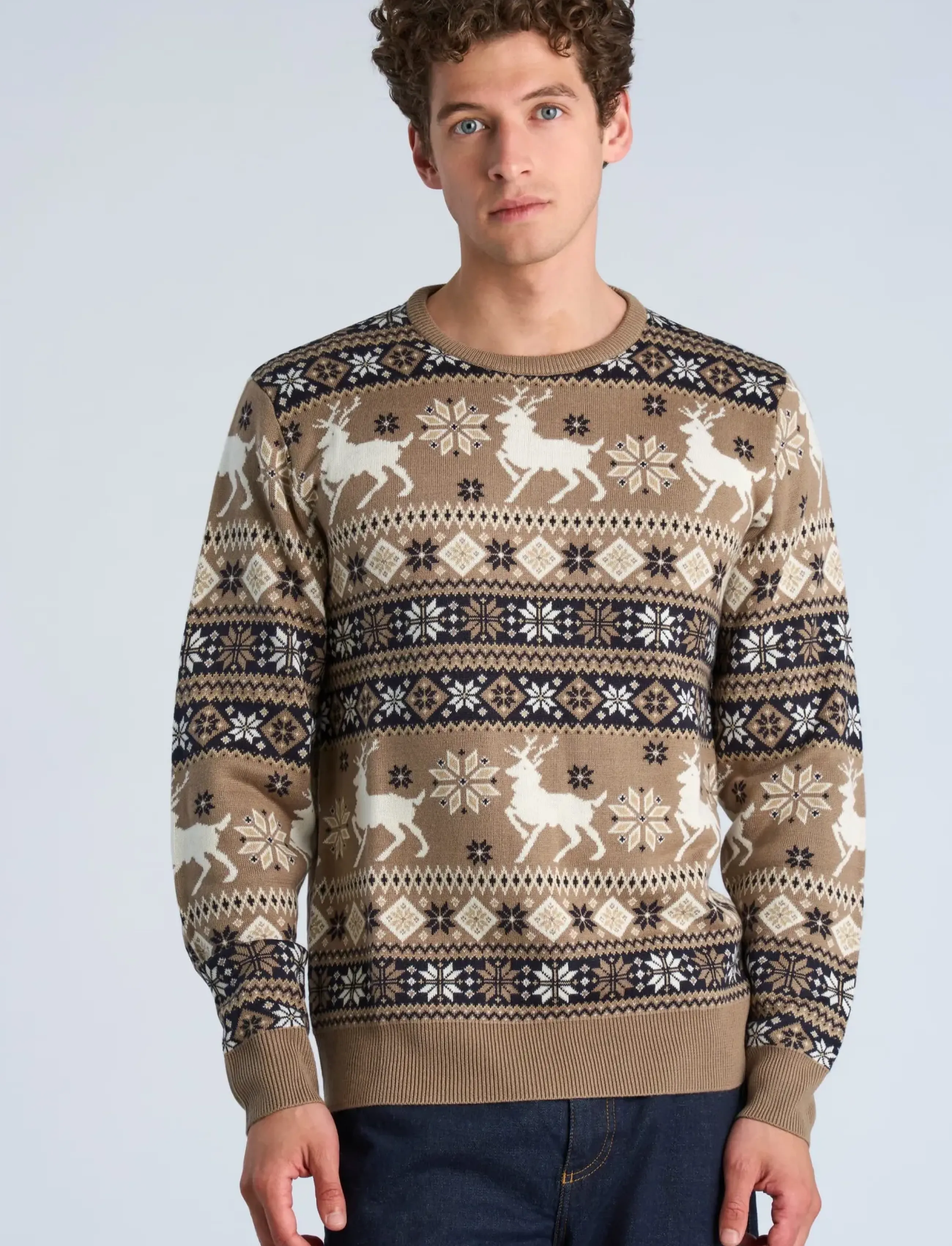 Lindbergh - Christmas knit - round necks - brown - 3
