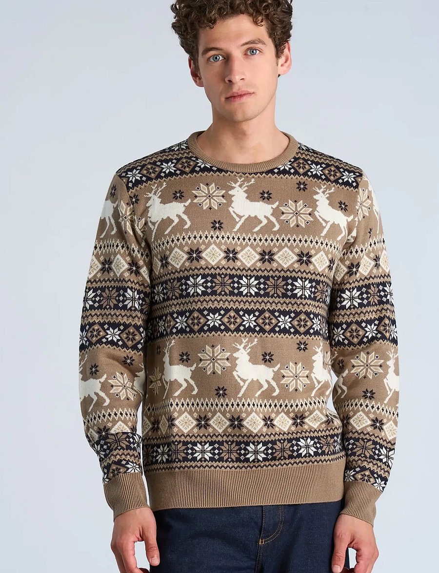 Lindbergh - Christmas knit - round necks - brown - 3