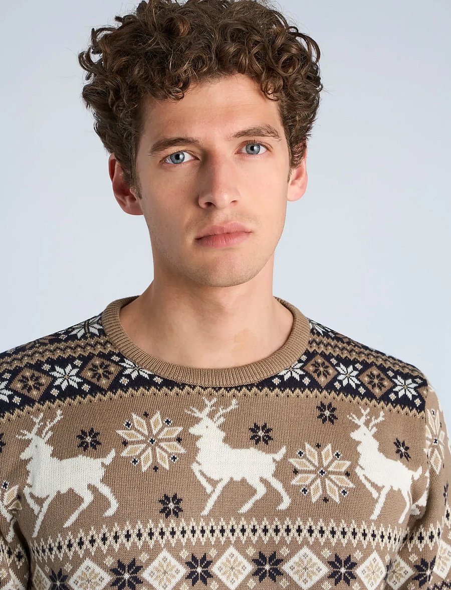 Lindbergh - Christmas knit - round necks - brown - 5