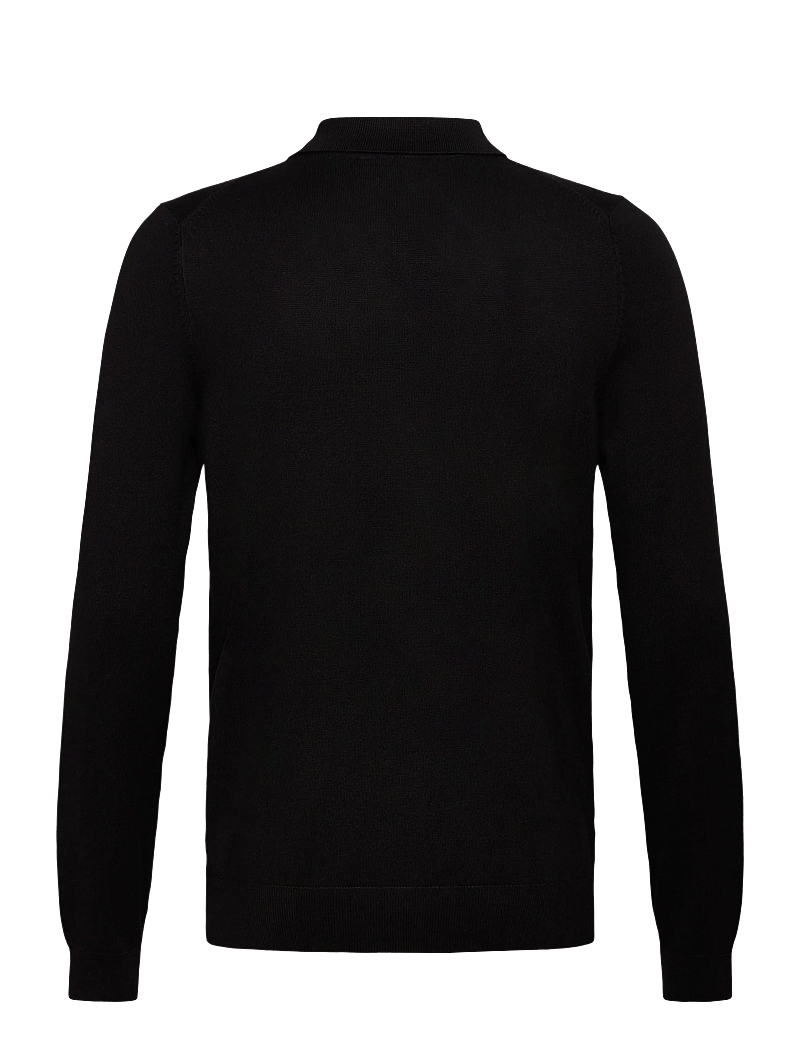 Lindbergh - Ecovero L/S cardigan w?. polo colla - cardigans - black - 1