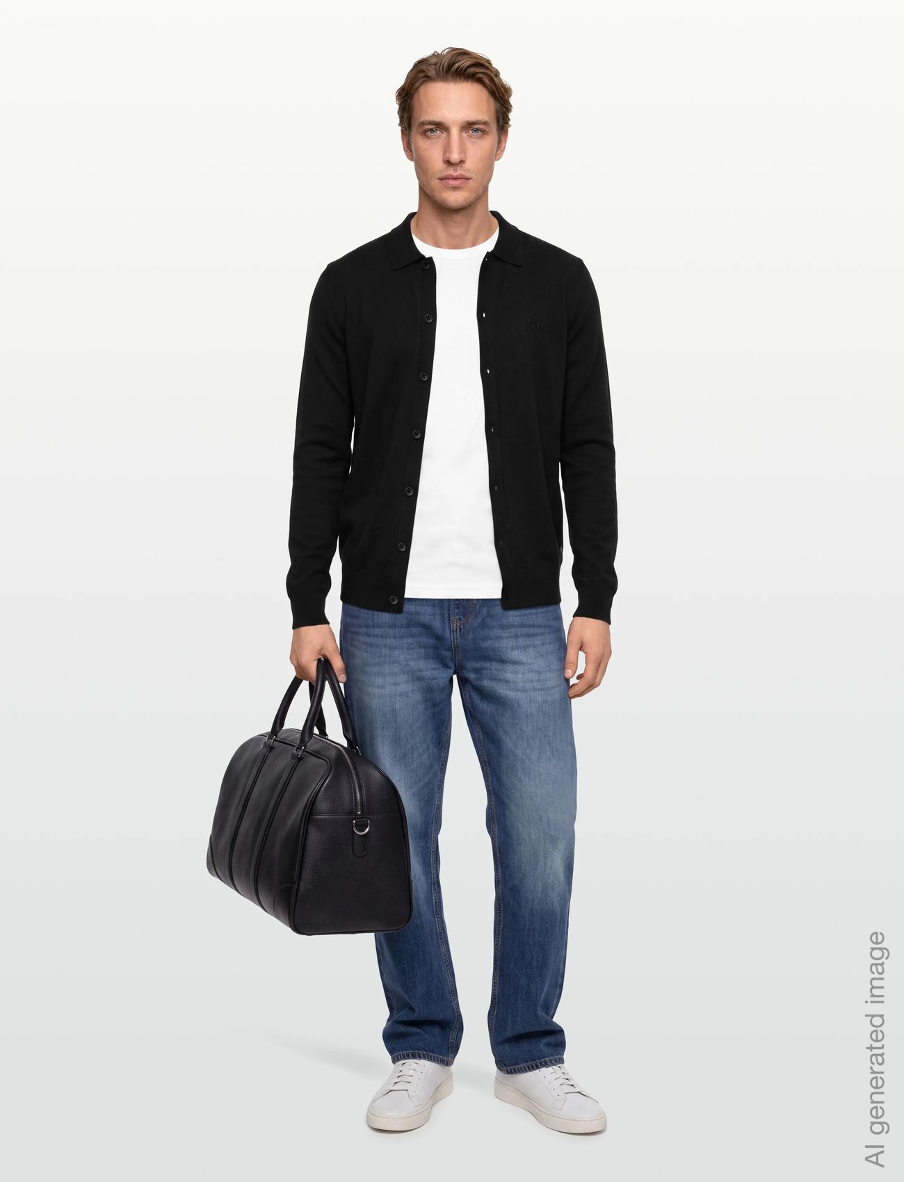 Ecovero L/S cardigan w?. polo colla
