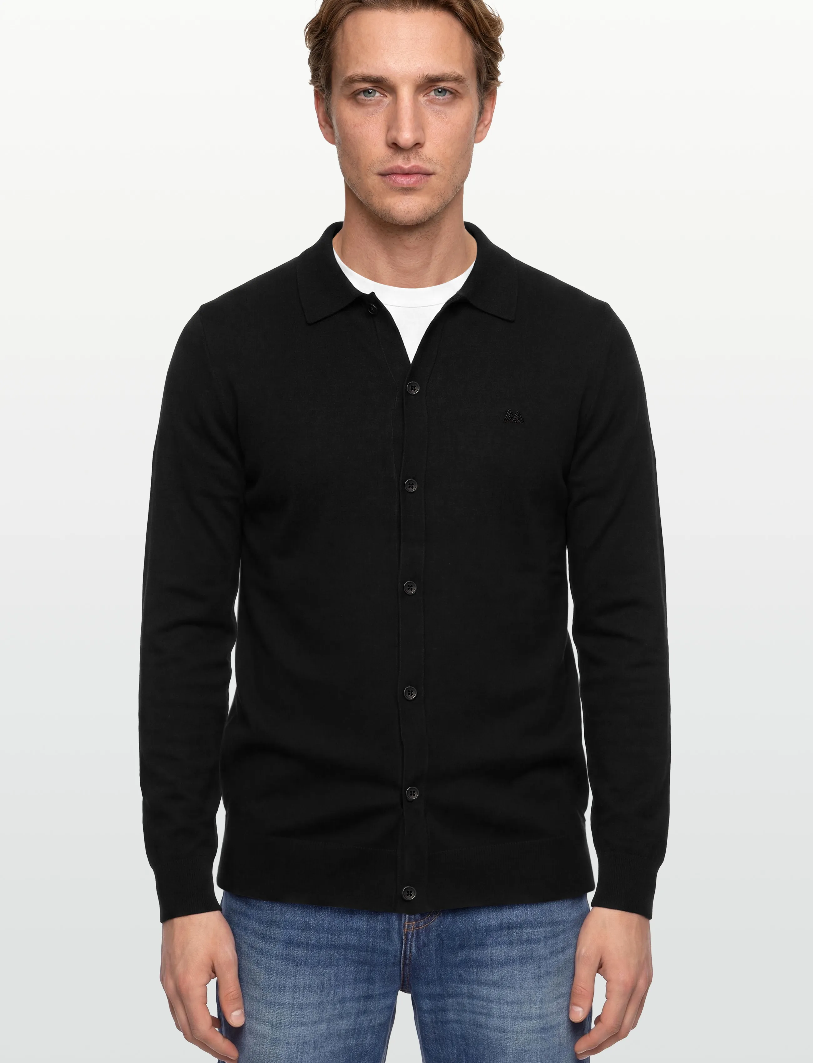 Lindbergh - Ecovero L/S cardigan w?. polo colla - koftor - black - 3