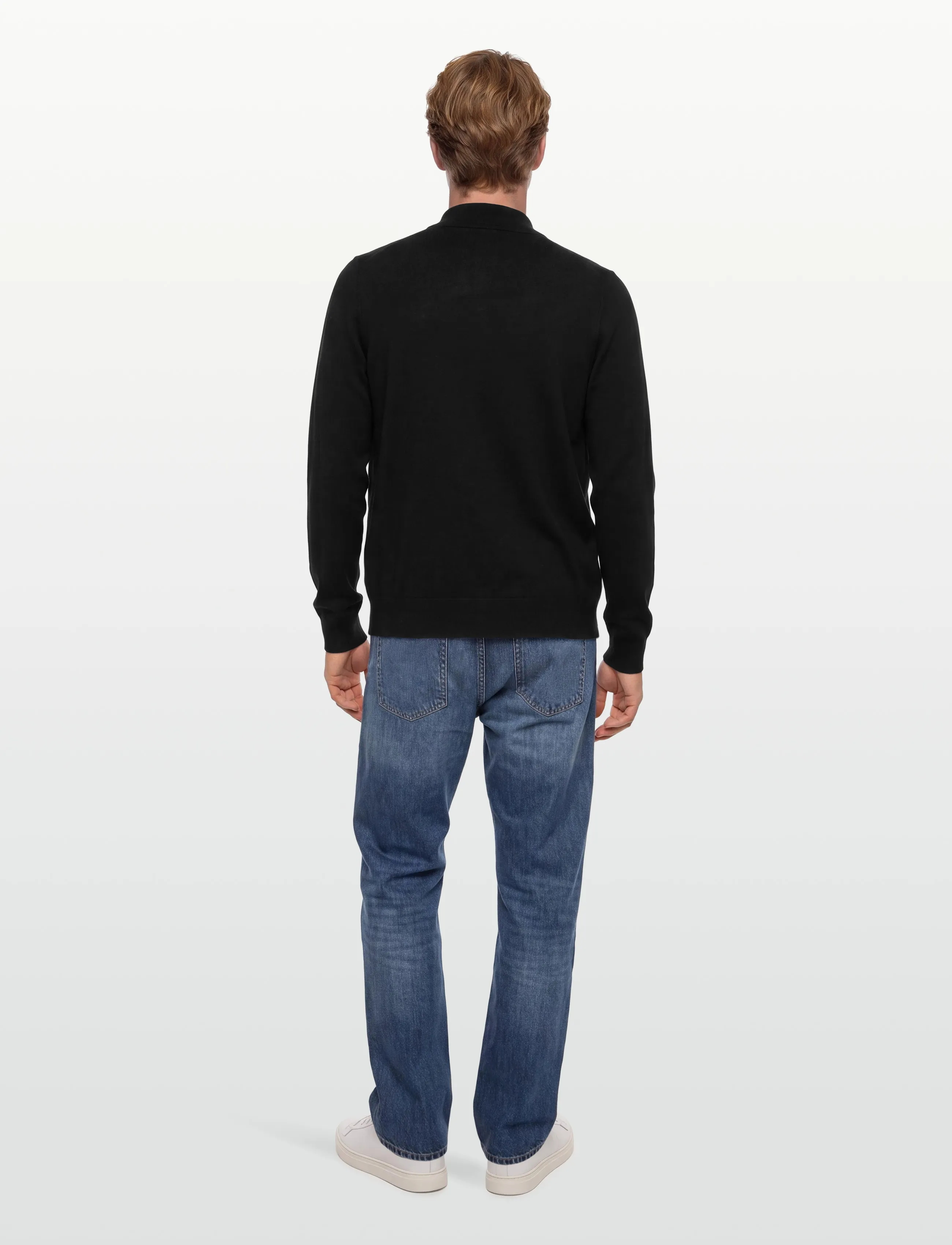 Lindbergh - Ecovero L/S cardigan w?. polo colla - koftor - black - 4