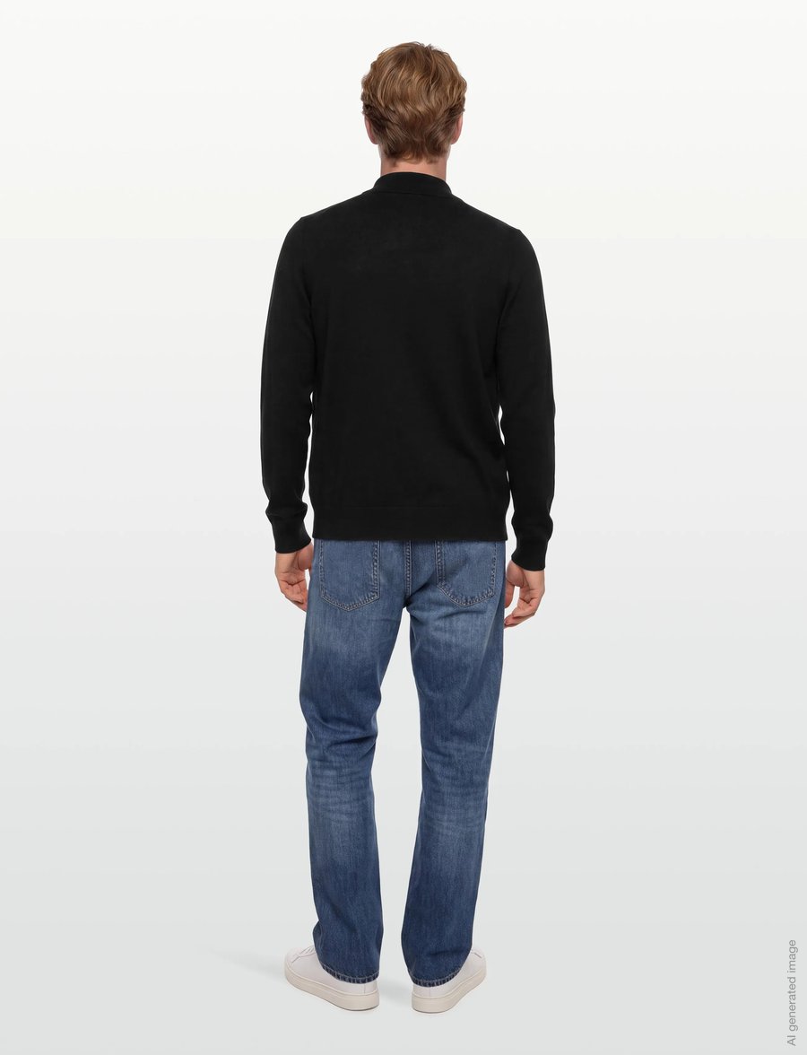 Lindbergh - Ecovero L/S cardigan w?. polo colla - cardigans - black - 4