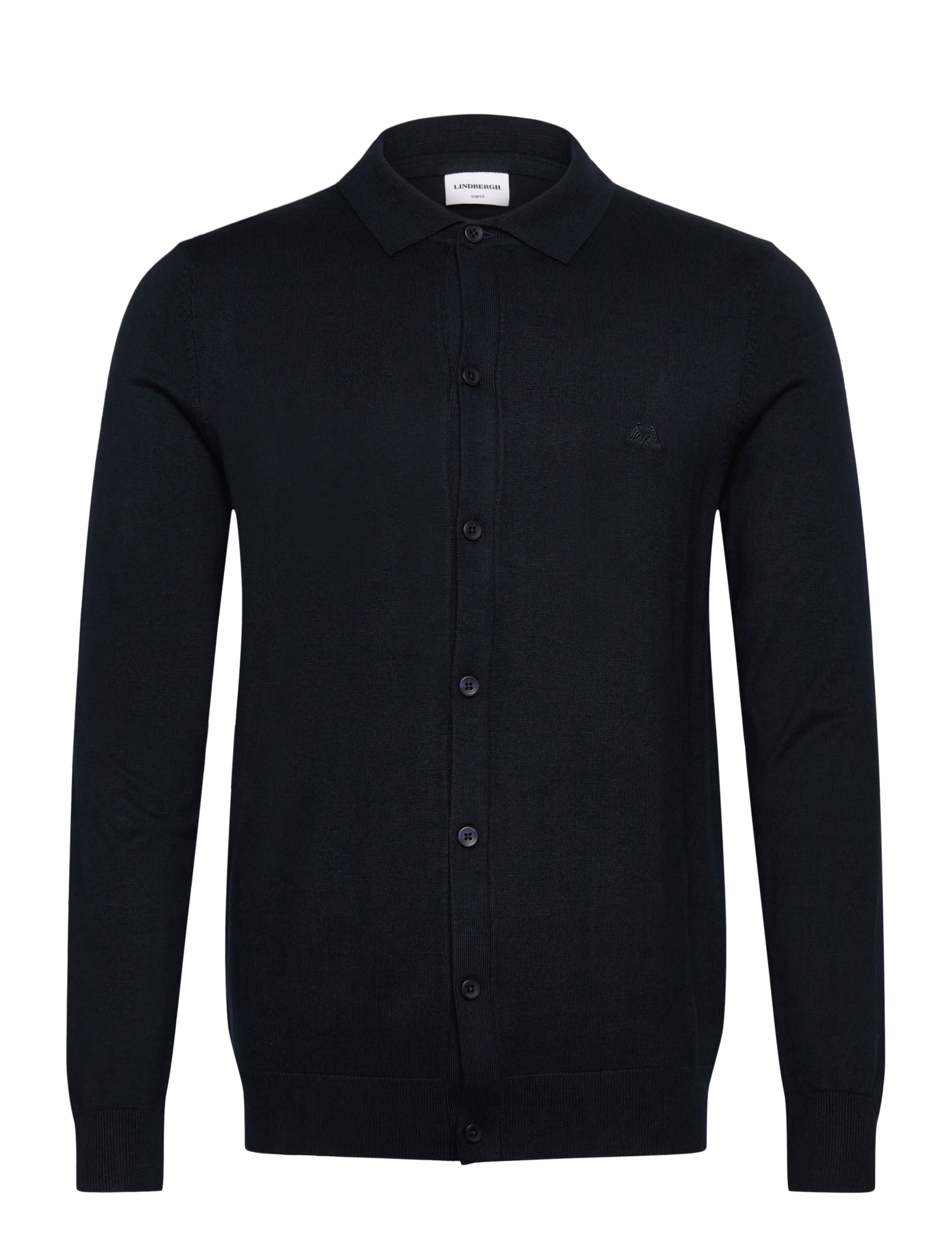 Ecovero L/S cardigan w?. polo colla - NAVY