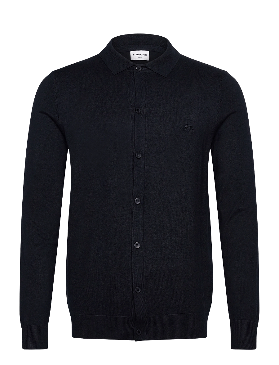 Lindbergh - Ecovero L/S cardigan w?. polo colla - mallistot - navy - 0