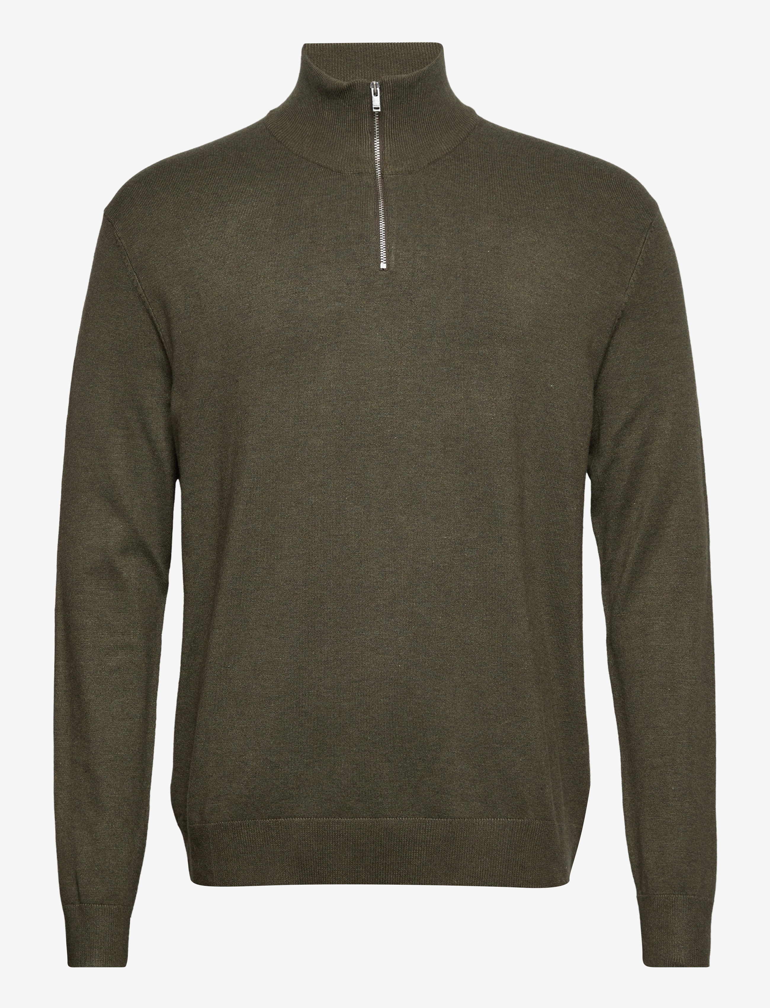 Lindbergh Ecovero half zip L/S knit - Lindbergh - ARMY MEL / green