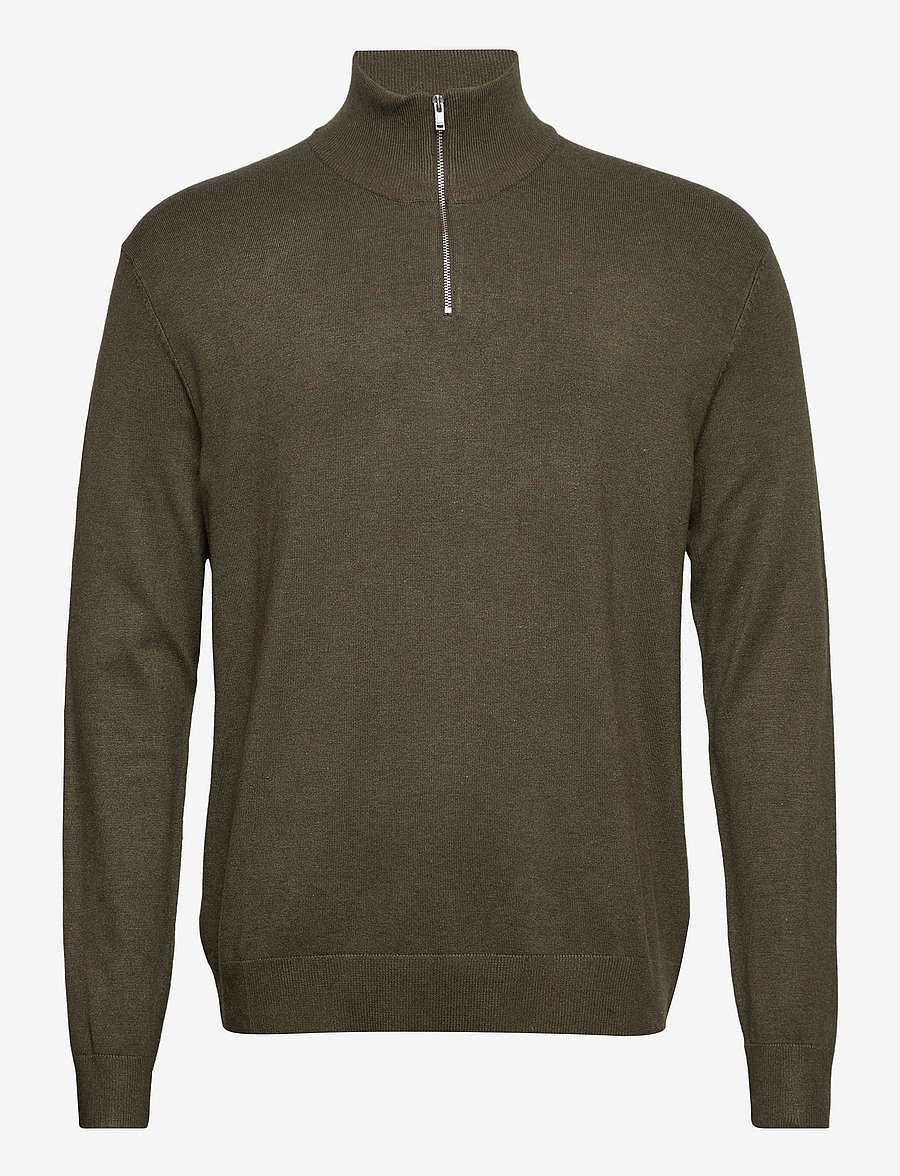 Lindbergh - Ecovero half zip L/S knit - pullover mit halbem reißverschluss - army mel - 1