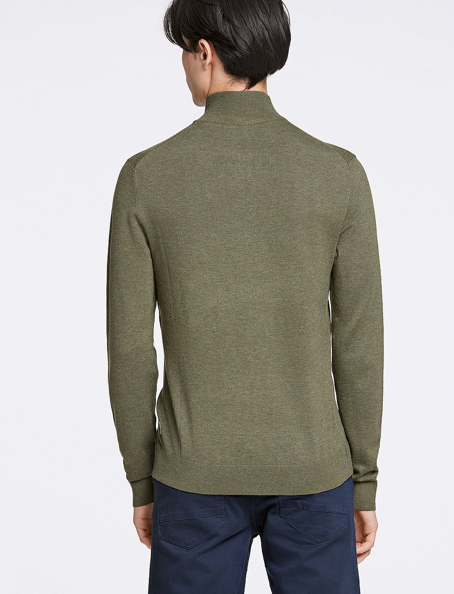 Lindbergh - Ecovero half zip L/S knit - pullover mit halbem reißverschluss - army mel - 3
