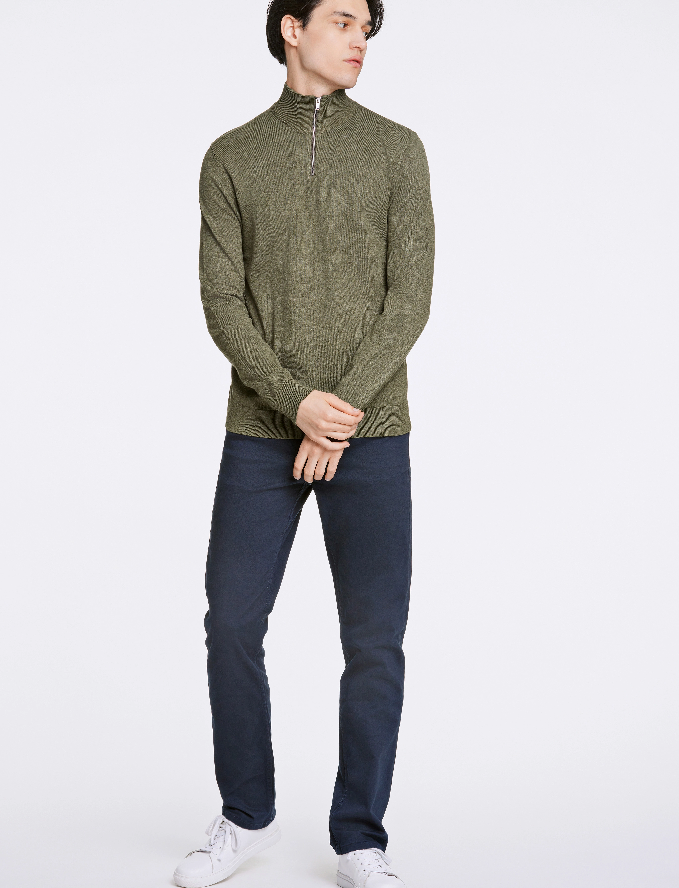 Lindbergh - Ecovero half zip L/S knit - half zip-tröjor - army mel - 4