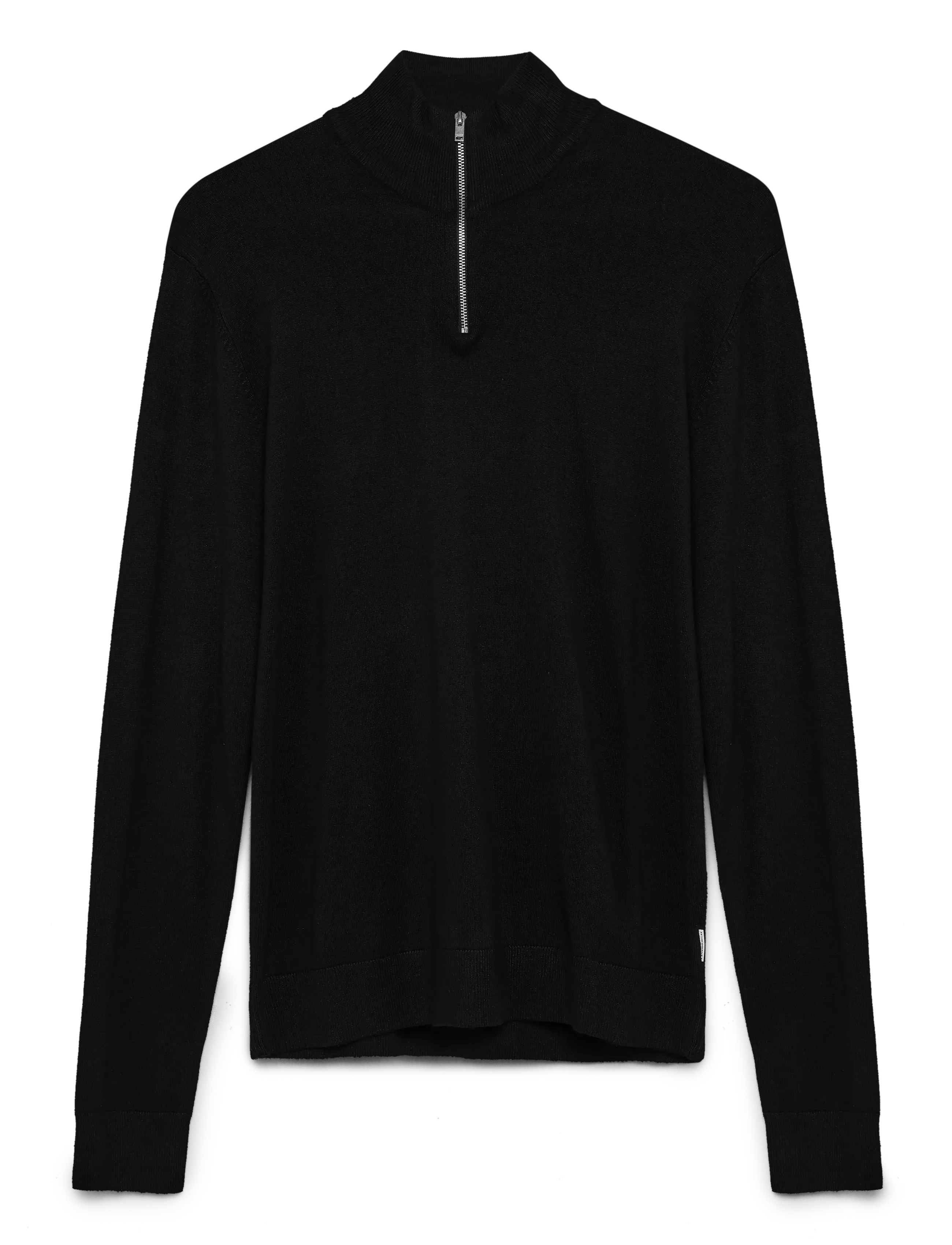 Lindbergh Ecovero half zip L/S knit - Kudumid - BLACK / black