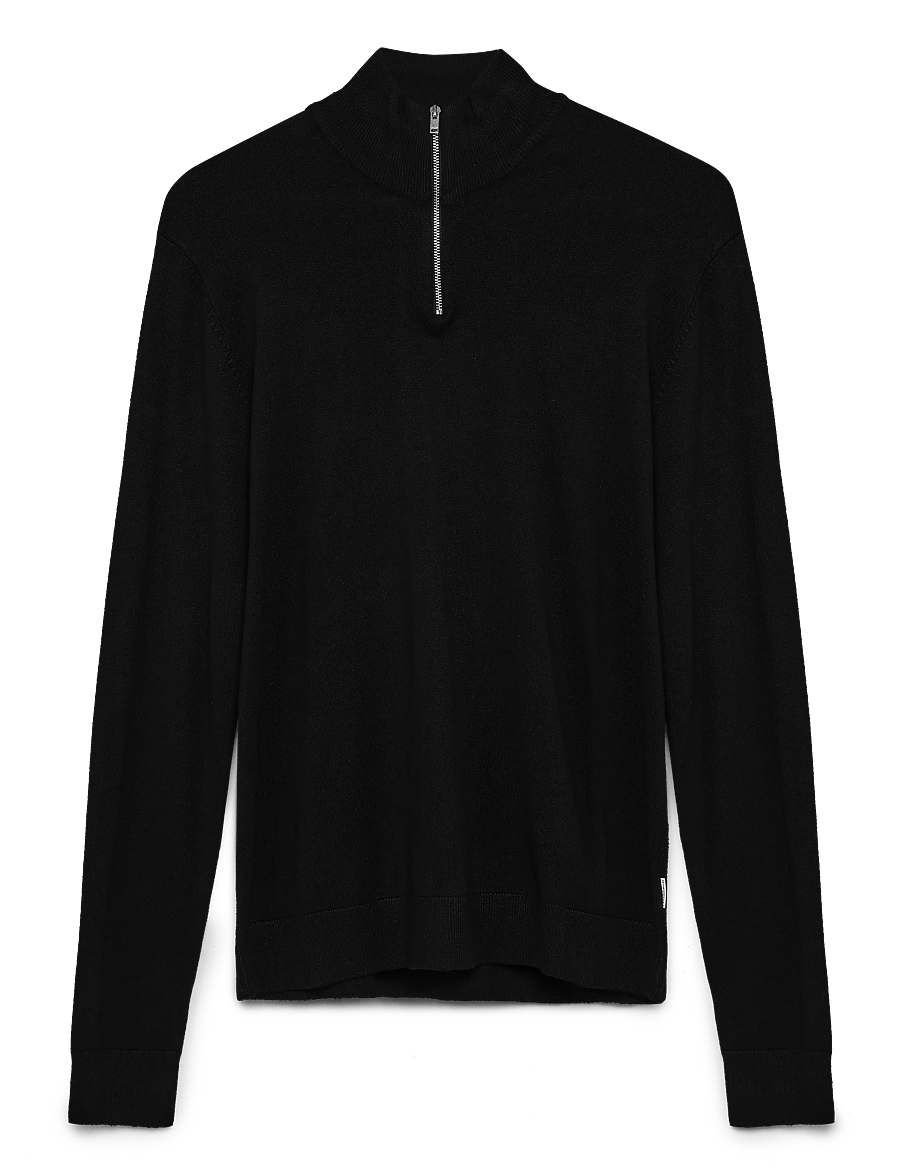 Lindbergh - Ecovero half zip L/S knit - pullover mit halbem reißverschluss - black - 2