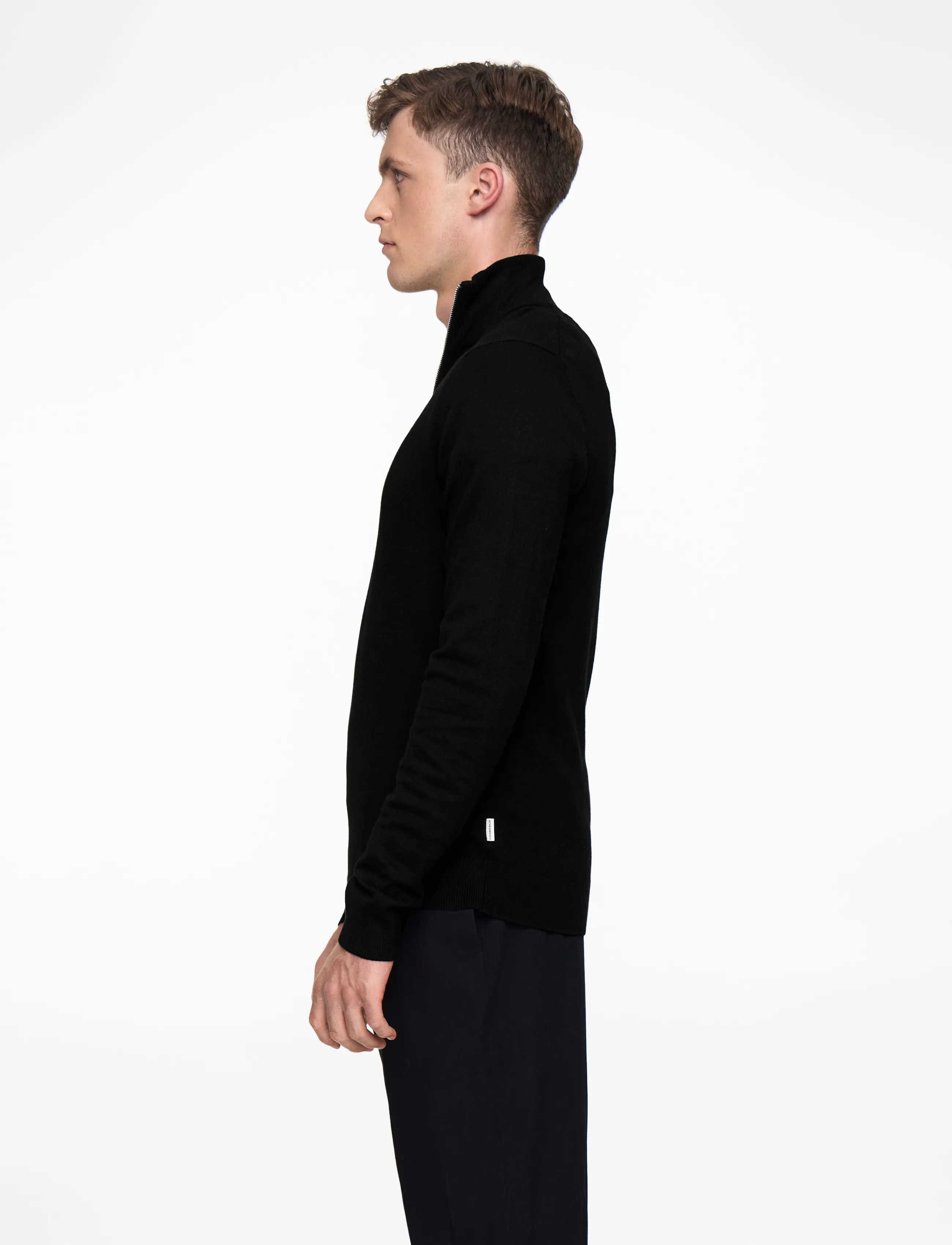 Lindbergh - Ecovero half zip L/S knit - half zip jumpers - black - 4