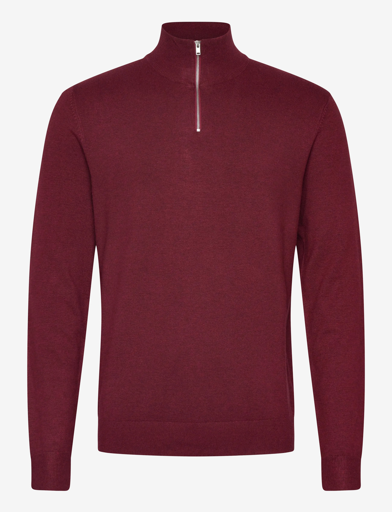 Lindbergh - Ecovero half zip L/S knit - herren - cherry mel - 1