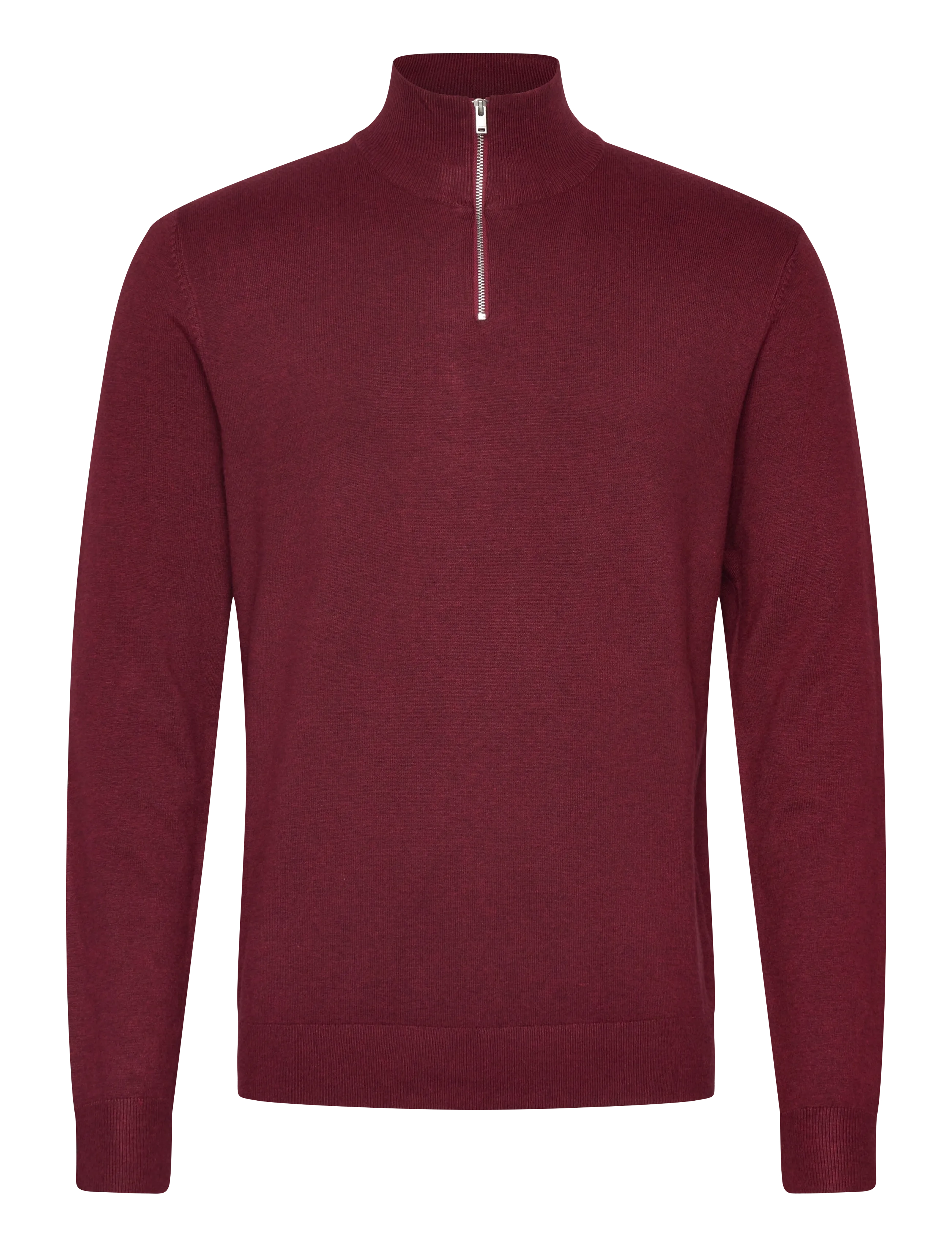 Ecovero half zip L/S knit - CHERRY MEL