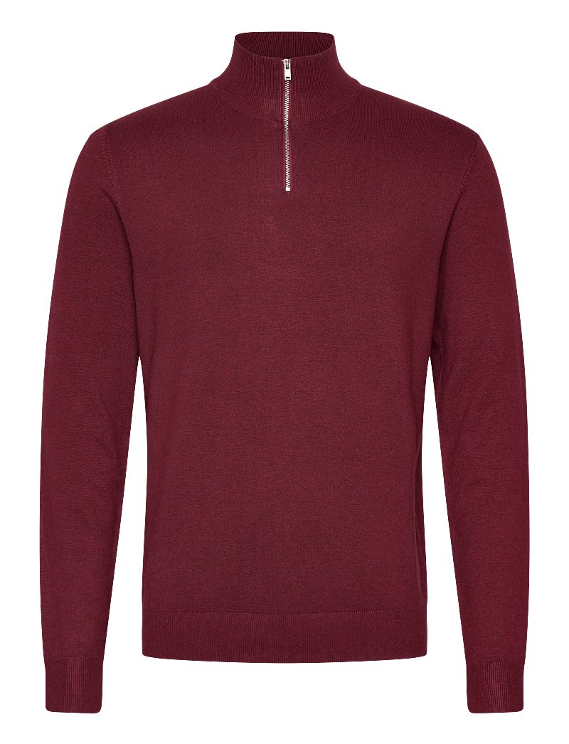Lindbergh - Ecovero half zip L/S knit - pullover mit halbem reißverschluss - cherry mel - 1