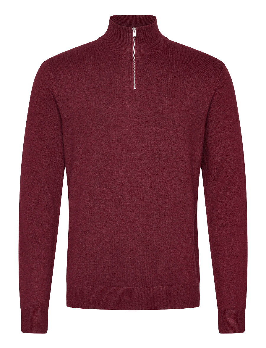 Lindbergh - Ecovero half zip L/S knit - džemperiai su trumpu užtrauktuku - cherry mel - 1