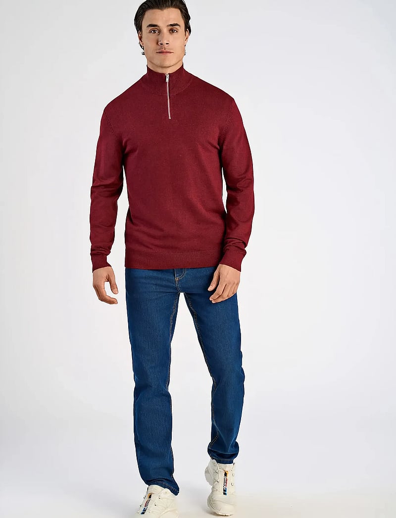 Lindbergh - Ecovero half zip L/S knit - pullover mit halbem reißverschluss - cherry mel - 3