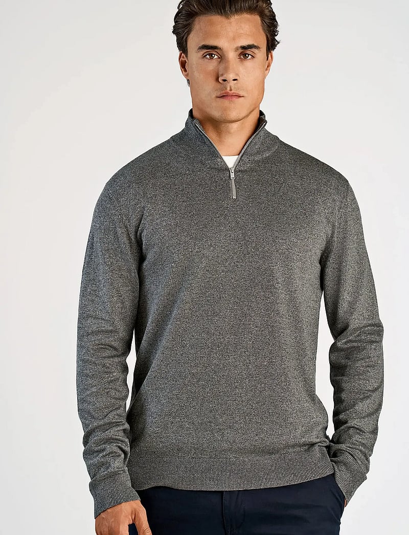 Lindbergh - Ecovero half zip L/S knit - pullover mit halbem reißverschluss - dk army blend - 0