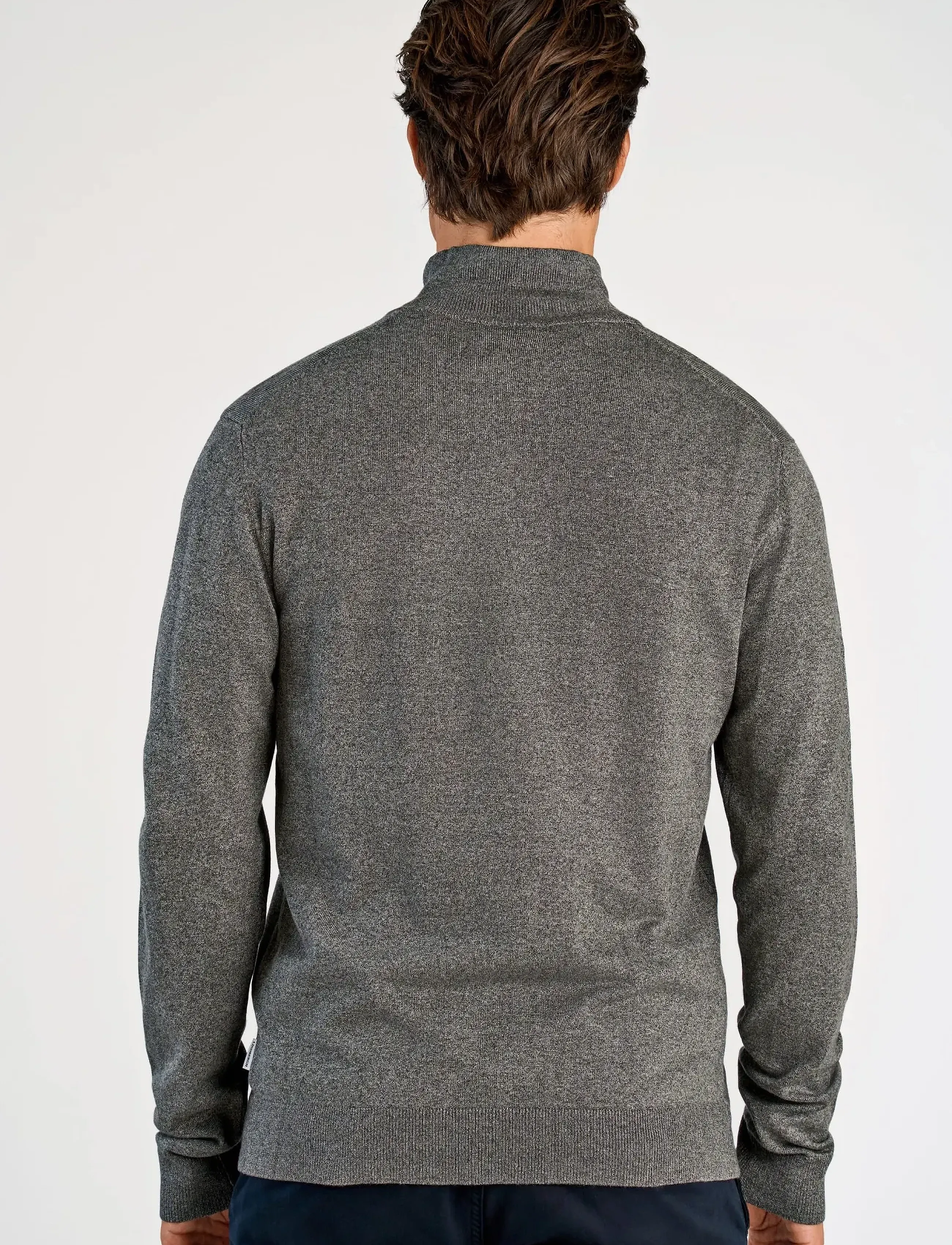 Lindbergh - Ecovero half zip L/S knit - mænd - dk army blend - 4