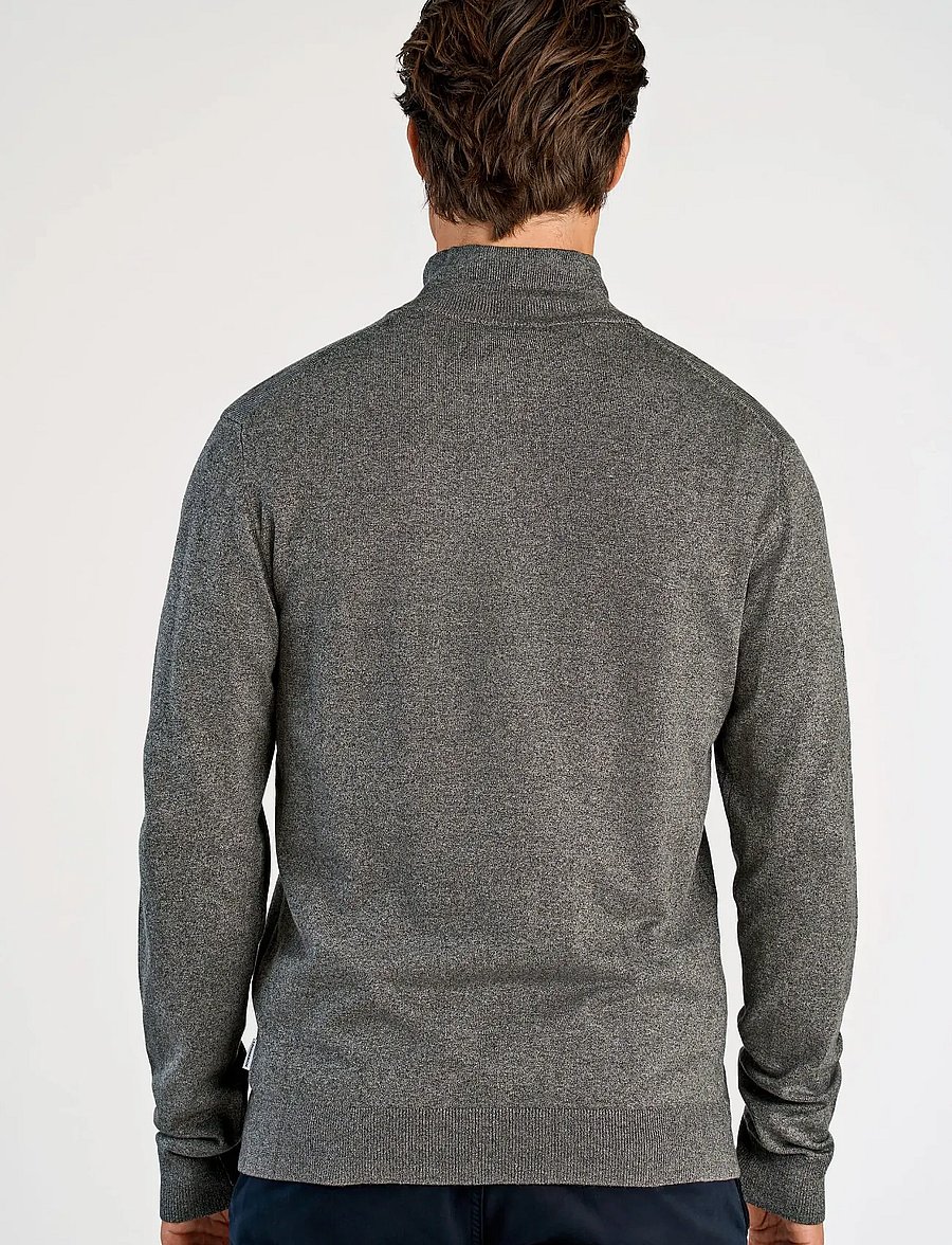 Lindbergh - Ecovero half zip L/S knit - pullover mit halbem reißverschluss - dk army blend - 4